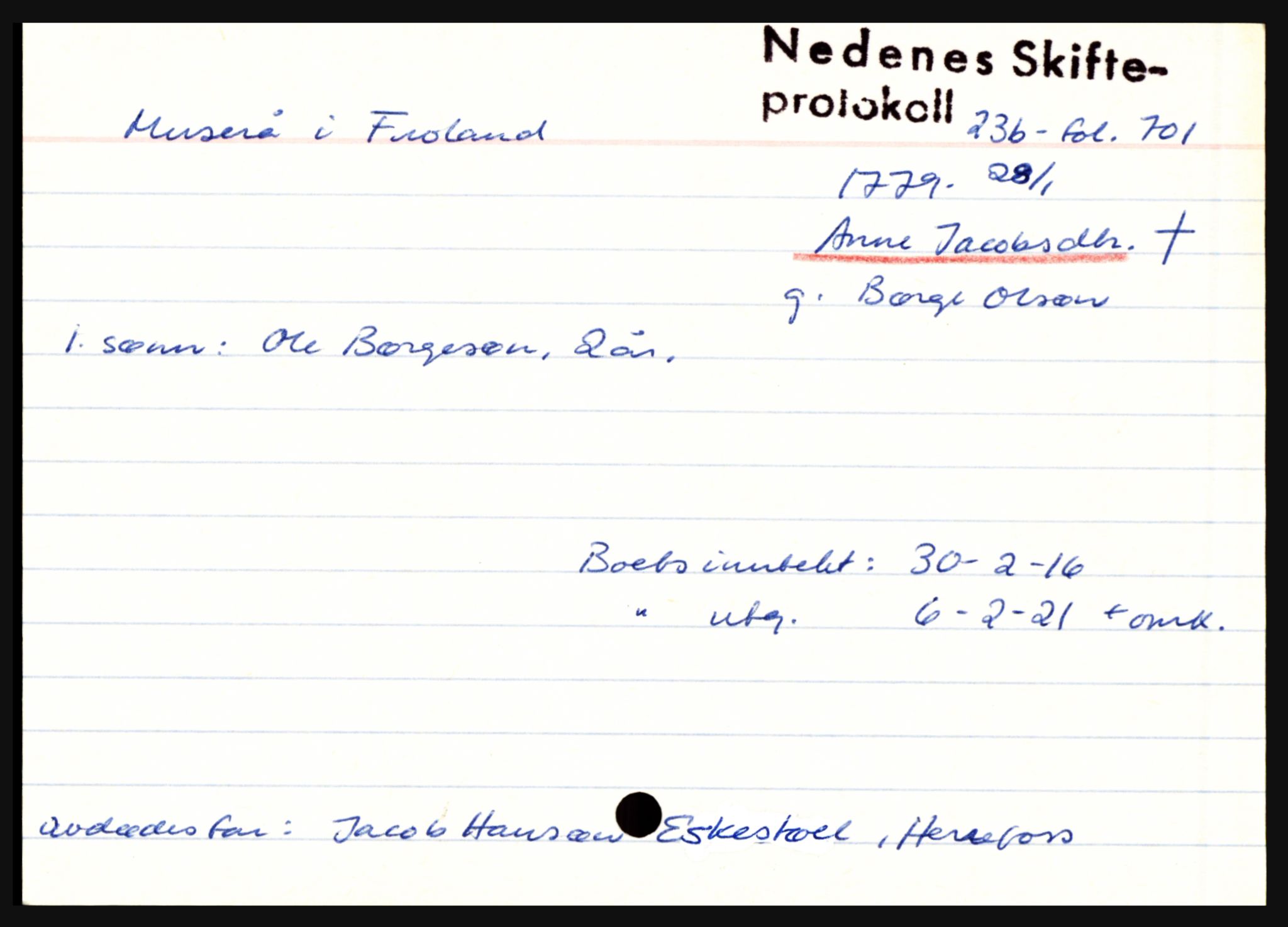 Nedenes sorenskriveri før 1824, AV/SAK-1221-0007/H, p. 20489