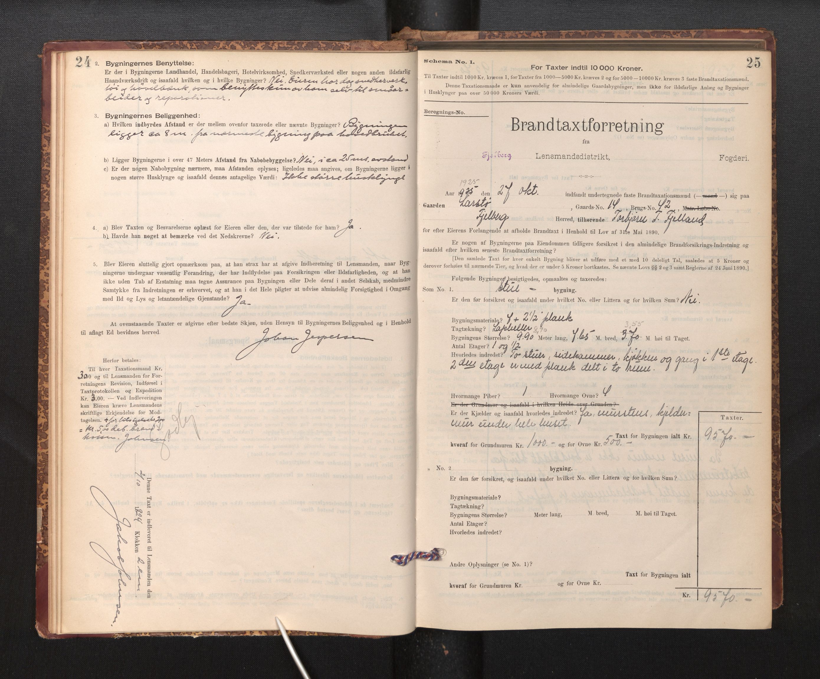 Lensmannen i Fjelberg, SAB/A-32101/0012/L0007: Branntakstprotokoll, skjematakst, 1895-1949, p. 24-25