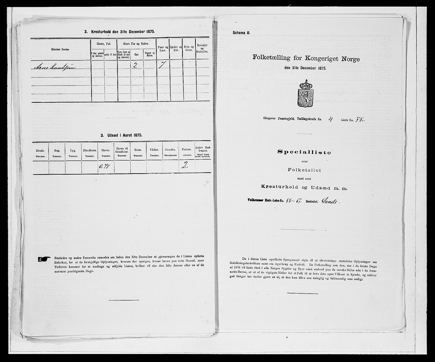 SAB, 1875 Census for 1445P Gloppen, 1875, p. 576