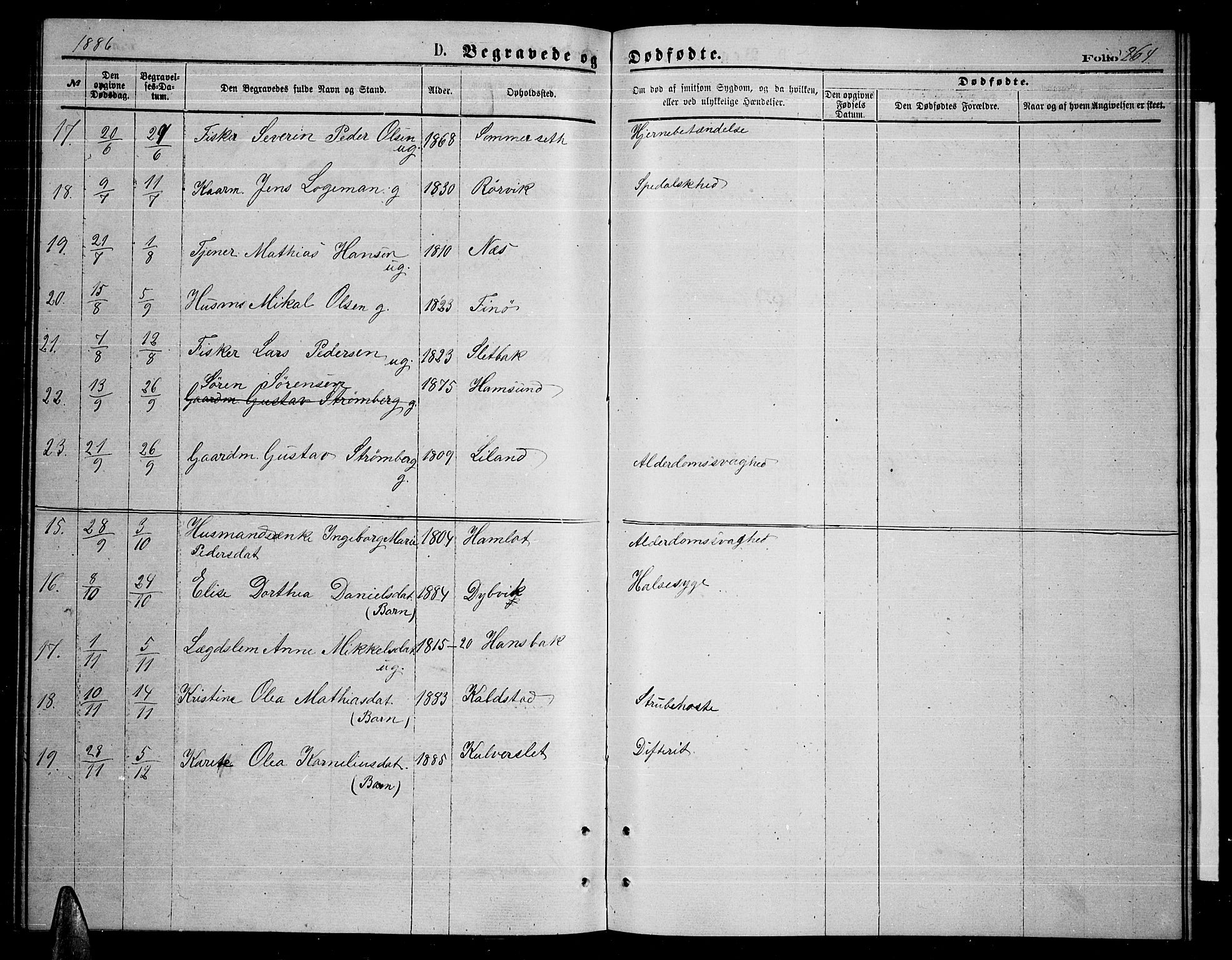 Ministerialprotokoller, klokkerbøker og fødselsregistre - Nordland, AV/SAT-A-1459/859/L0858: Parish register (copy) no. 859C04, 1873-1886, p. 264