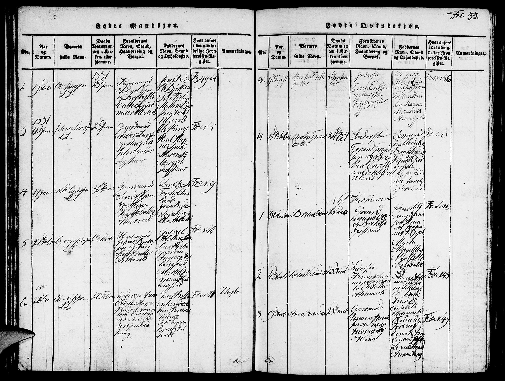 Vikedal sokneprestkontor, AV/SAST-A-101840/01/V: Parish register (copy) no. B 1, 1816-1853, p. 33