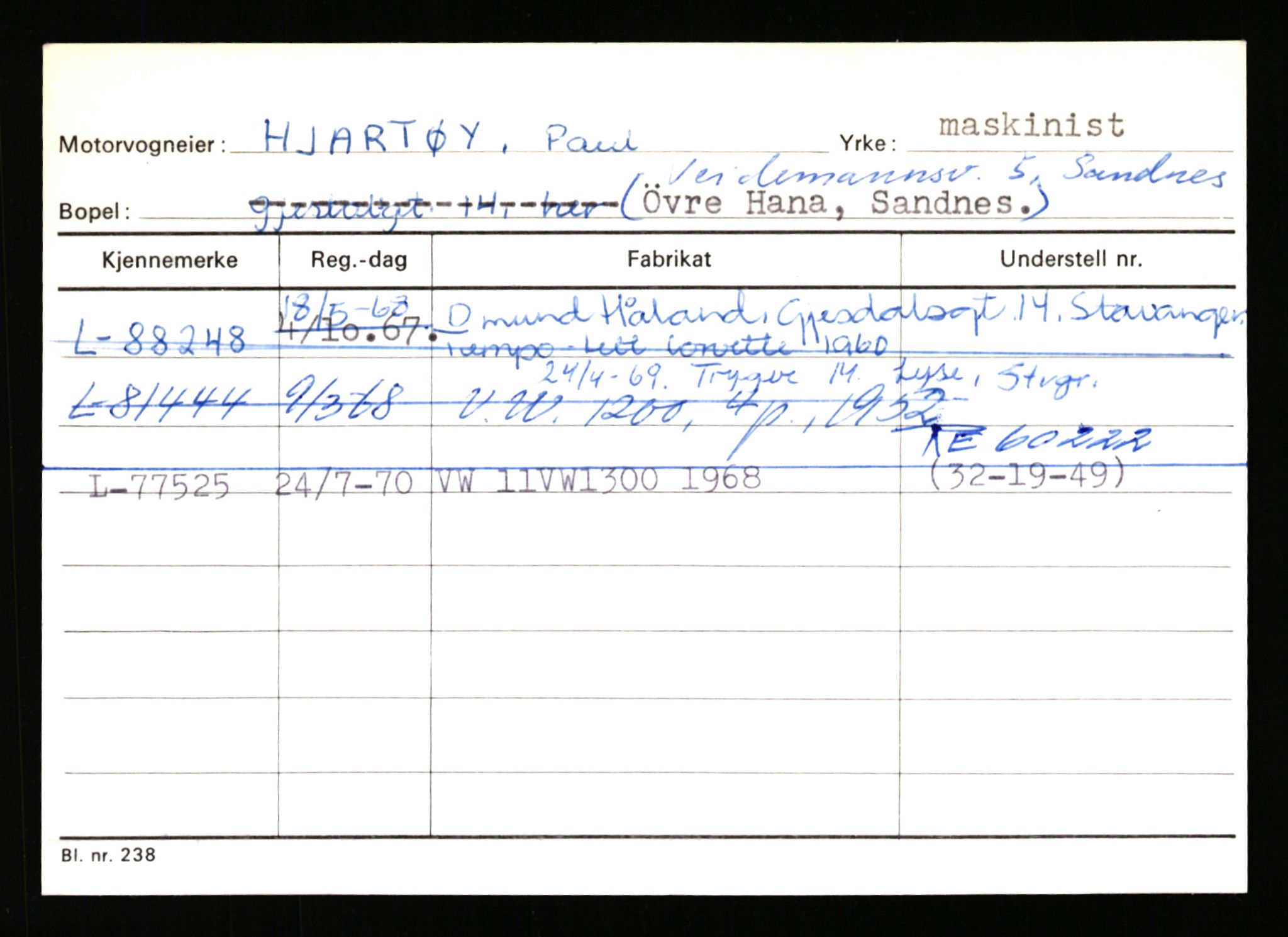 Stavanger trafikkstasjon, SAST/A-101942/0/H/L0015: Hermansen - Holmestad, 1930-1971, p. 1667