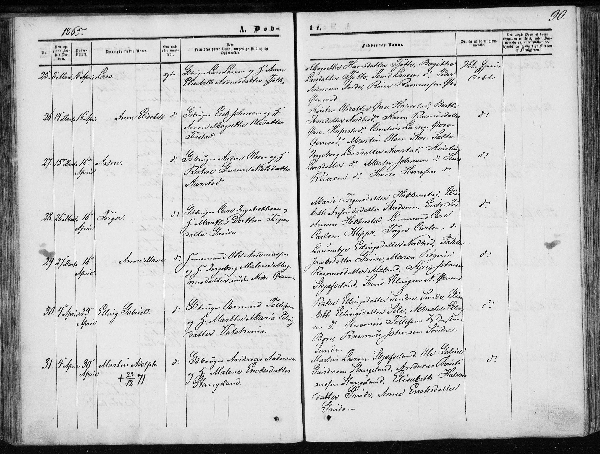 Klepp sokneprestkontor, AV/SAST-A-101803/001/3/30BA/L0005: Parish register (official) no. A 5, 1853-1870, p. 90