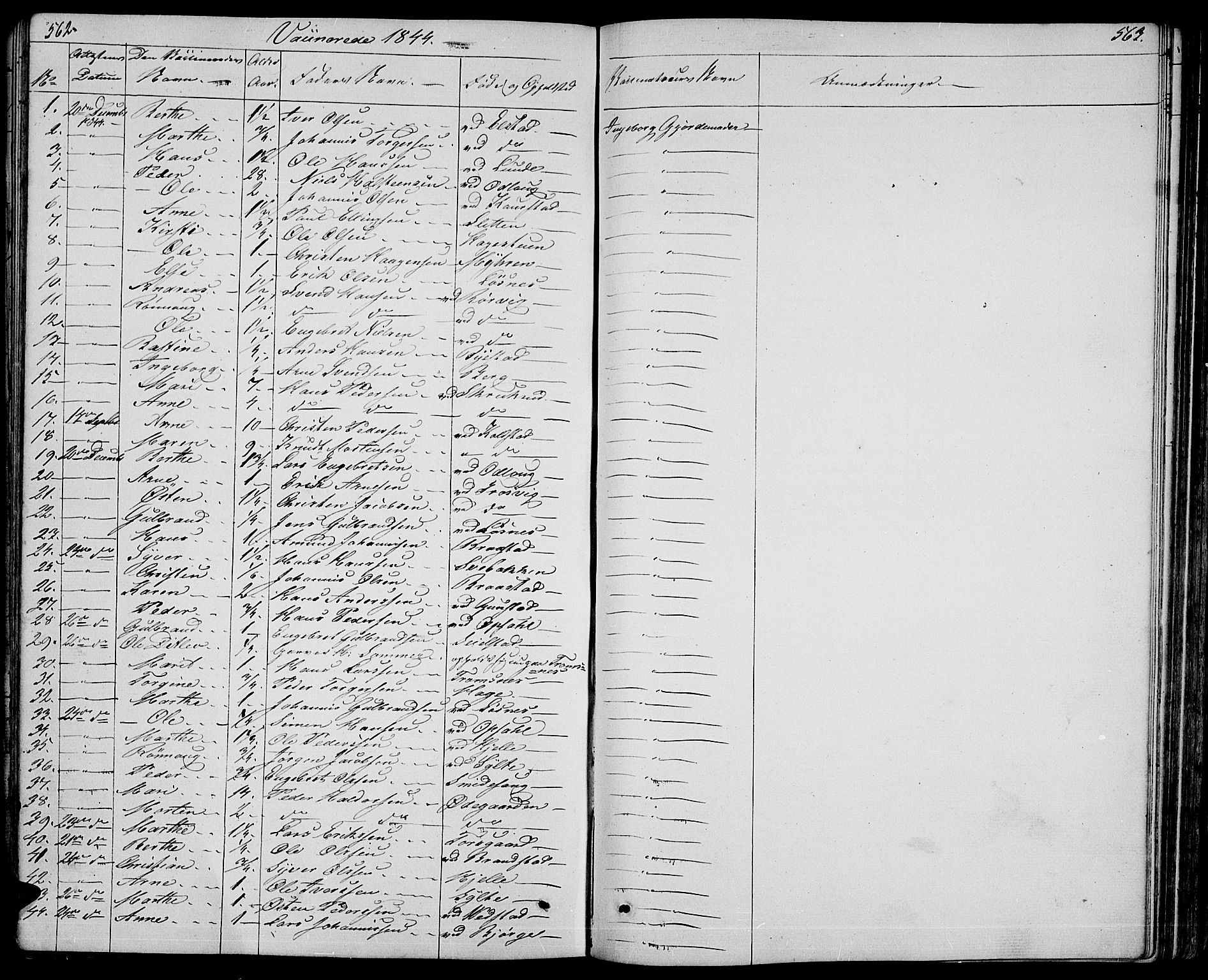 Ringebu prestekontor, SAH/PREST-082/H/Ha/Hab/L0002: Parish register (copy) no. 2, 1839-1853, p. 562-563