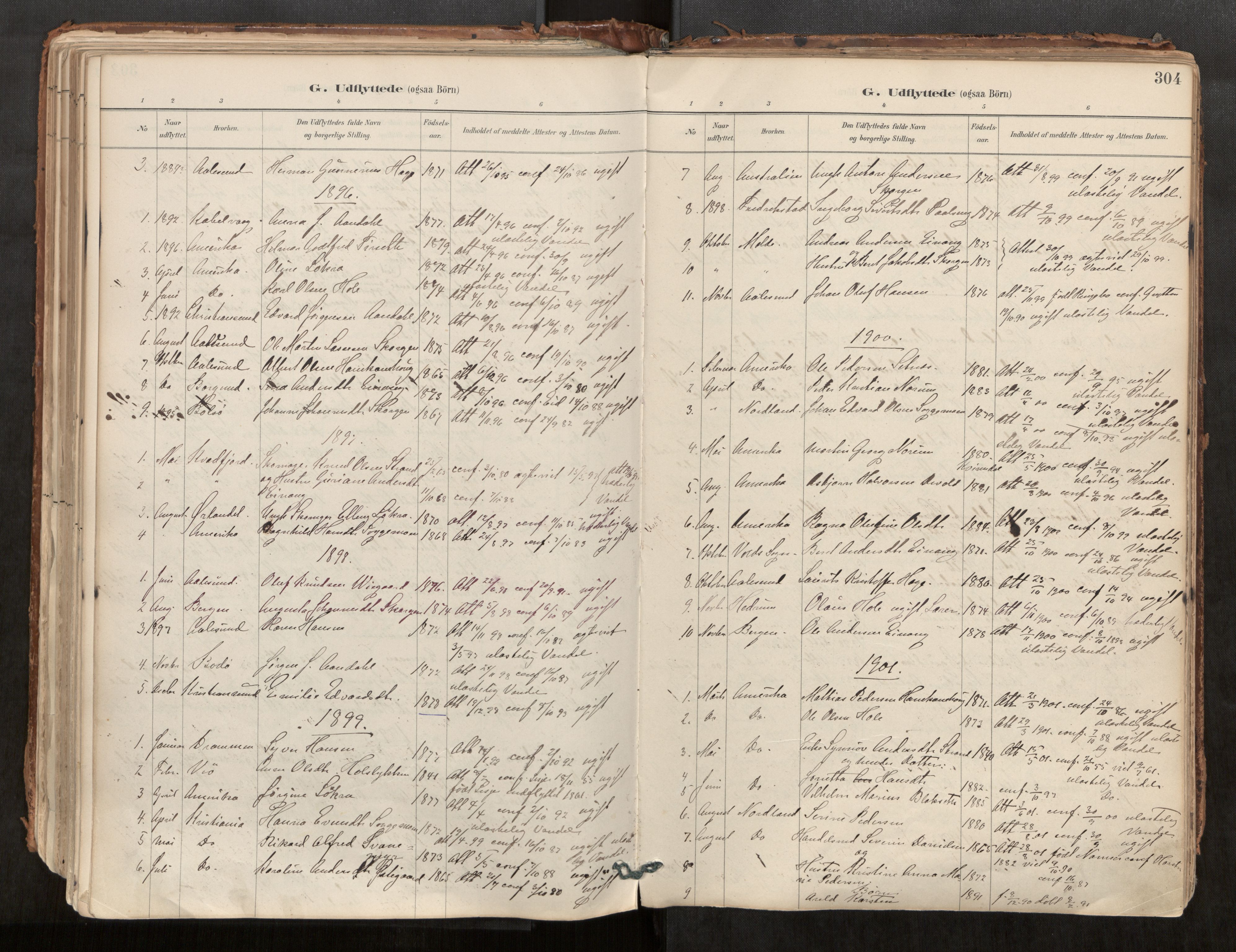 Ministerialprotokoller, klokkerbøker og fødselsregistre - Møre og Romsdal, AV/SAT-A-1454/544/L0585: Parish register (official) no. 544A06, 1887-1924, p. 304