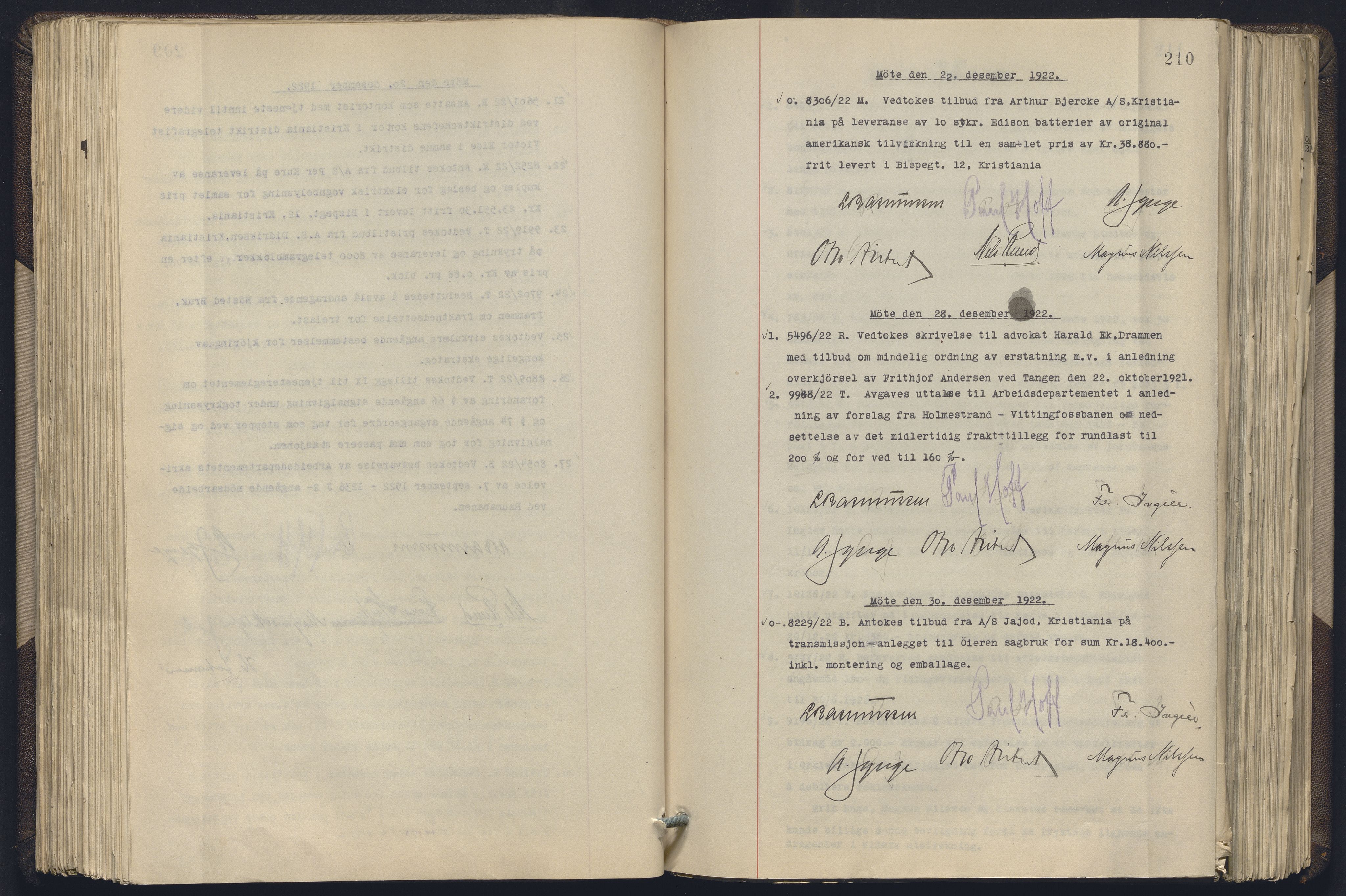 Norges statsbaner, Administrasjons- økonomi- og personalavdelingen, AV/RA-S-3412/A/Aa/L0019: Forhandlingsprotokoll, 1922-1924, p. 210