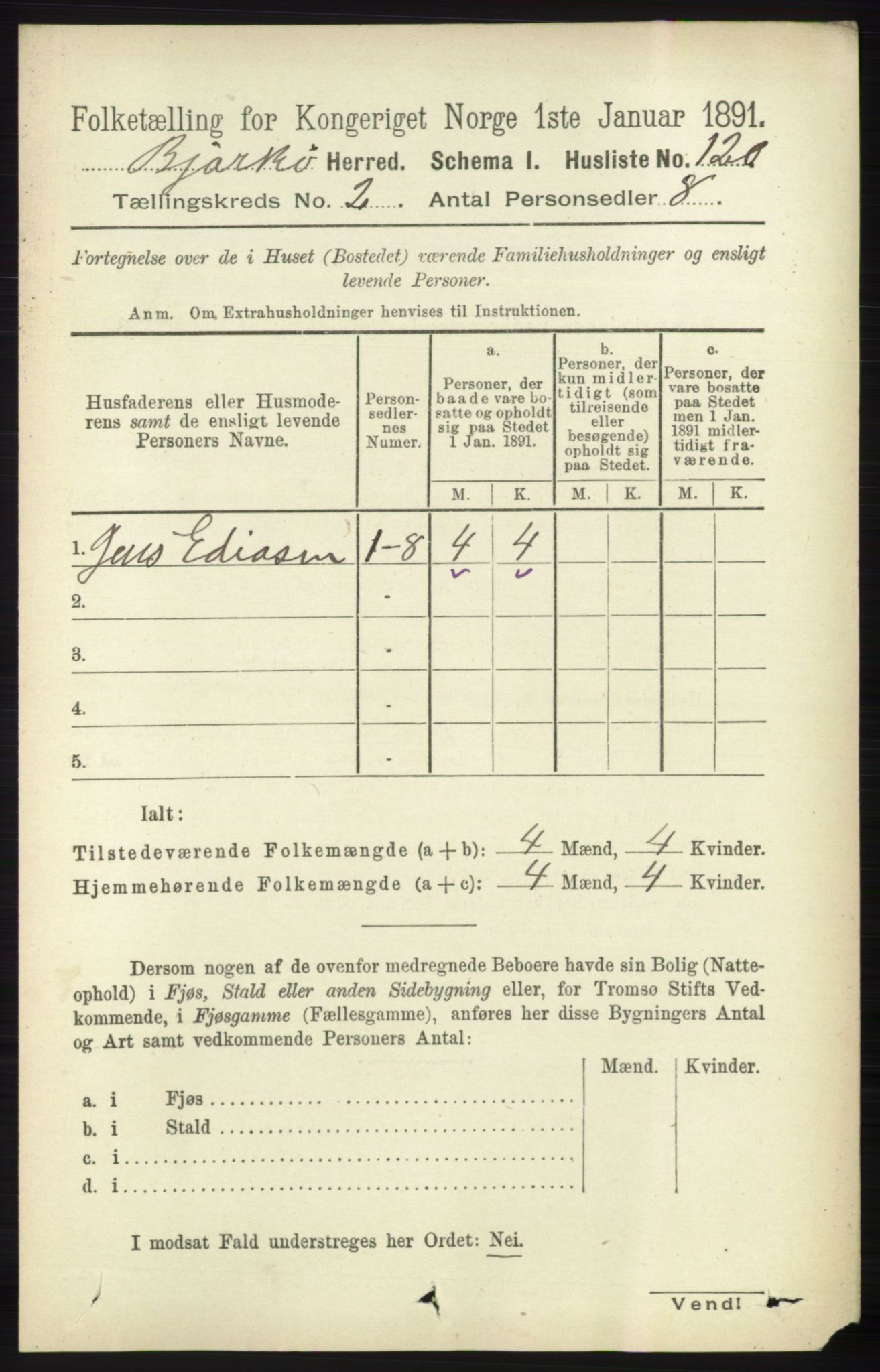 RA, 1891 census for 1915 Bjarkøy, 1891, p. 686