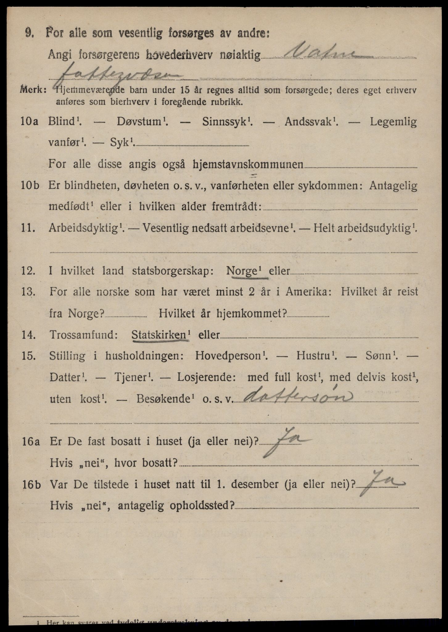 SAT, 1920 census for Vatne, 1920, p. 3121