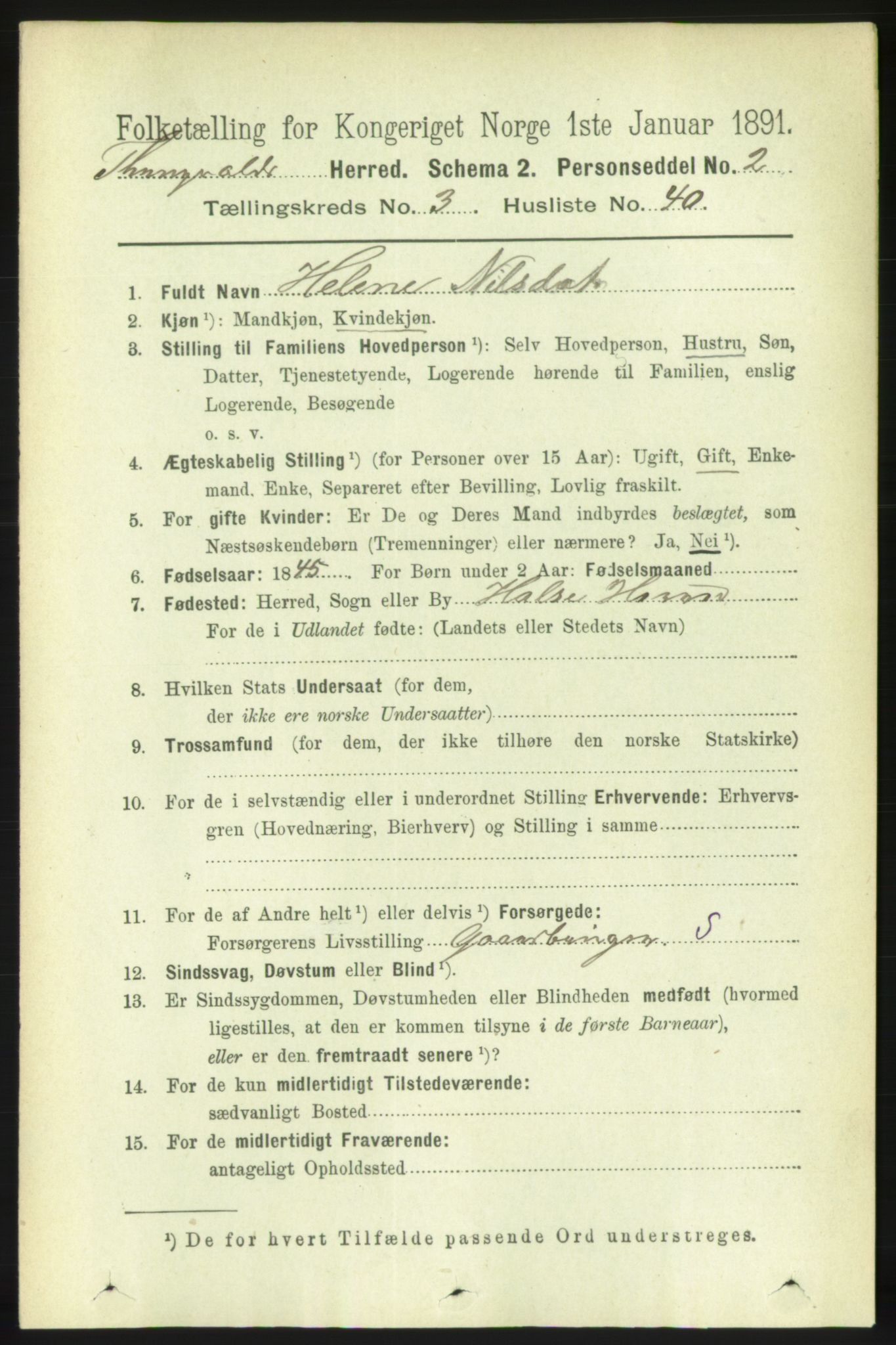 RA, 1891 census for 1560 Tingvoll, 1891, p. 1281