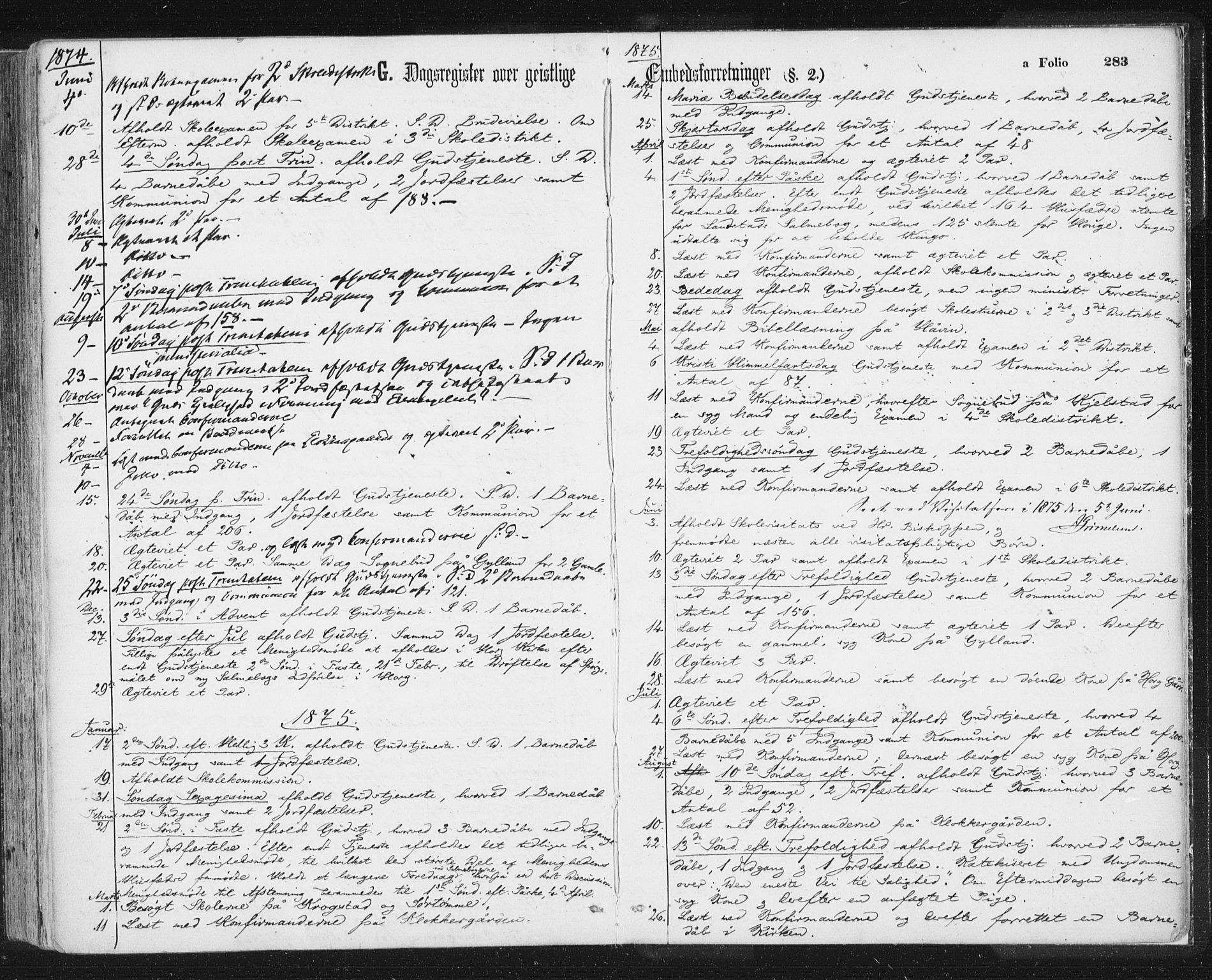Ministerialprotokoller, klokkerbøker og fødselsregistre - Sør-Trøndelag, AV/SAT-A-1456/692/L1104: Parish register (official) no. 692A04, 1862-1878, p. 283
