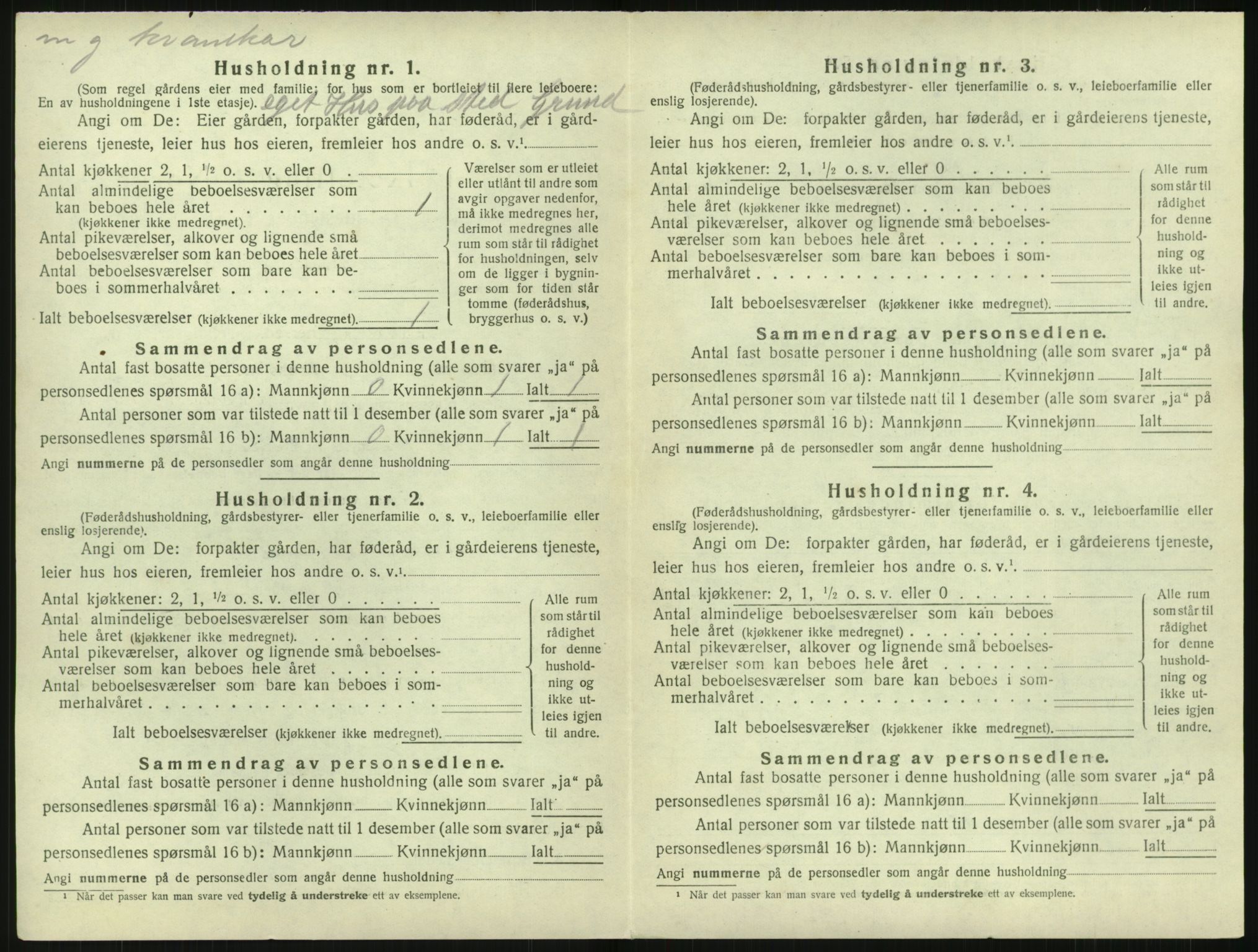 SAK, 1920 census for Fjære, 1920, p. 1634