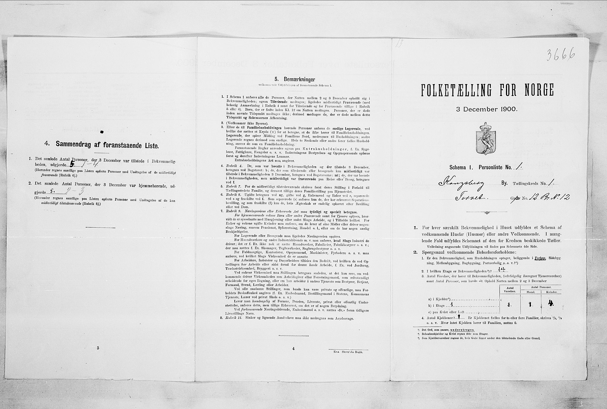 RA, 1900 census for Kongsberg, 1900, p. 86