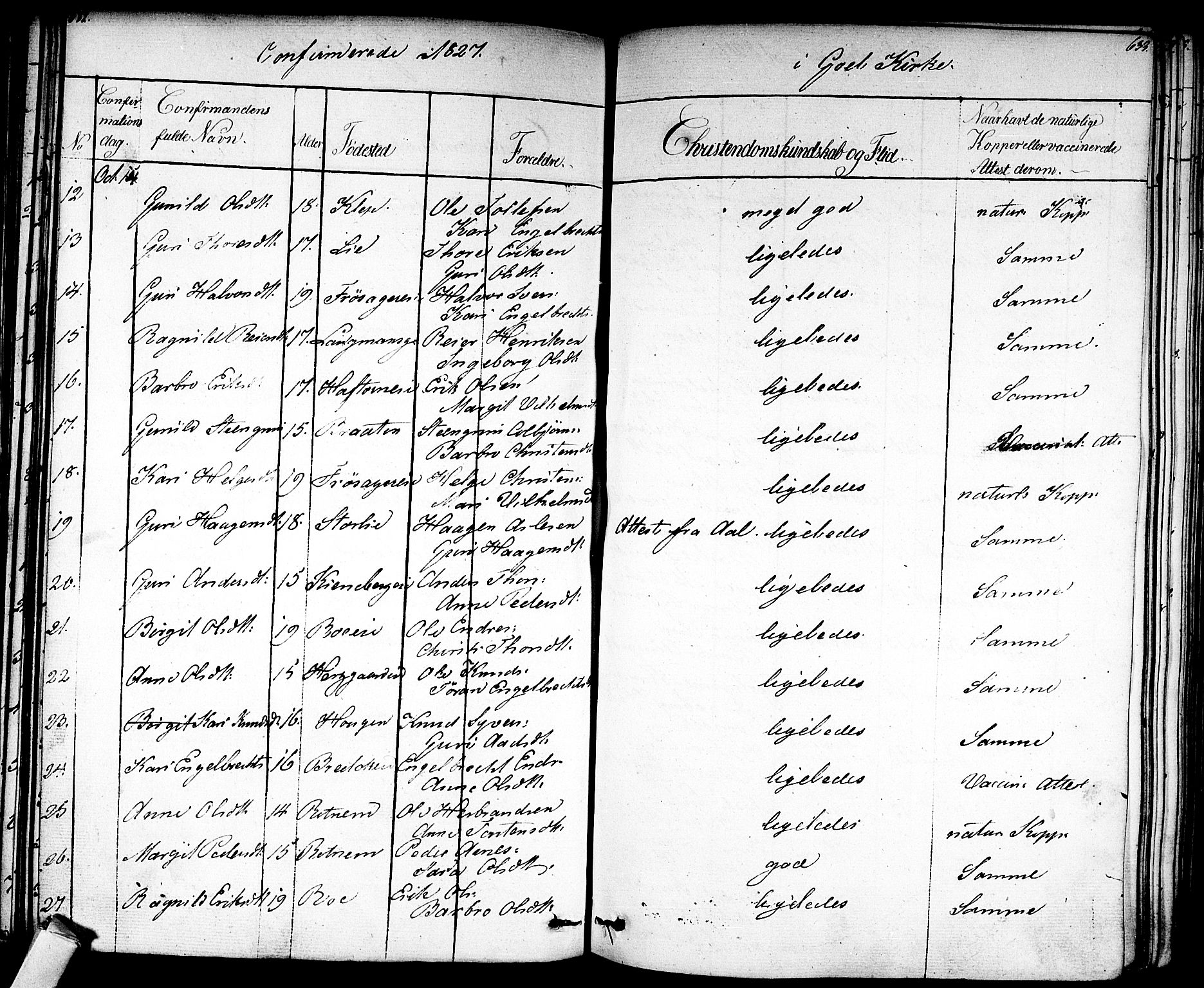 Nes kirkebøker, SAKO/A-236/F/Fa/L0008: Parish register (official) no. 8, 1824-1834, p. 632-633
