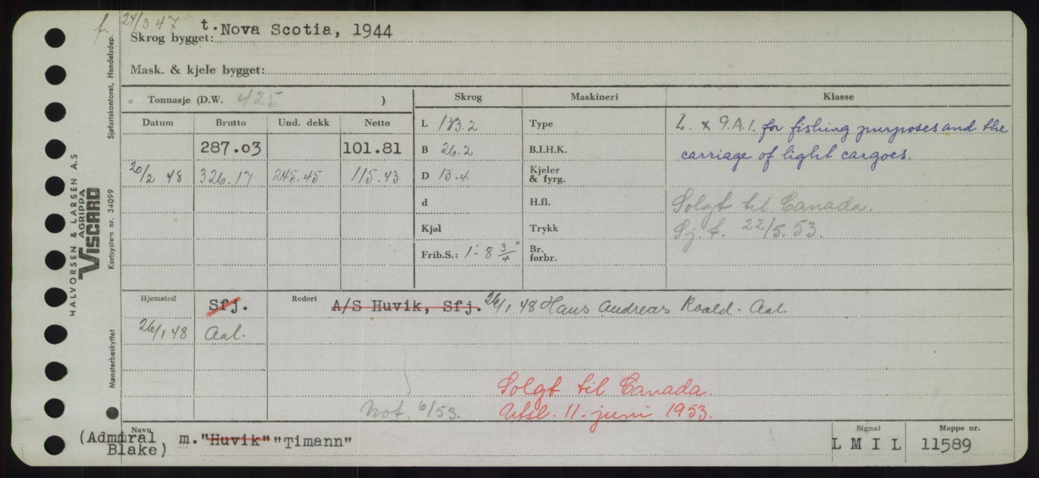 Sjøfartsdirektoratet med forløpere, Skipsmålingen, RA/S-1627/H/Hd/L0039: Fartøy, Ti-Tø, p. 31