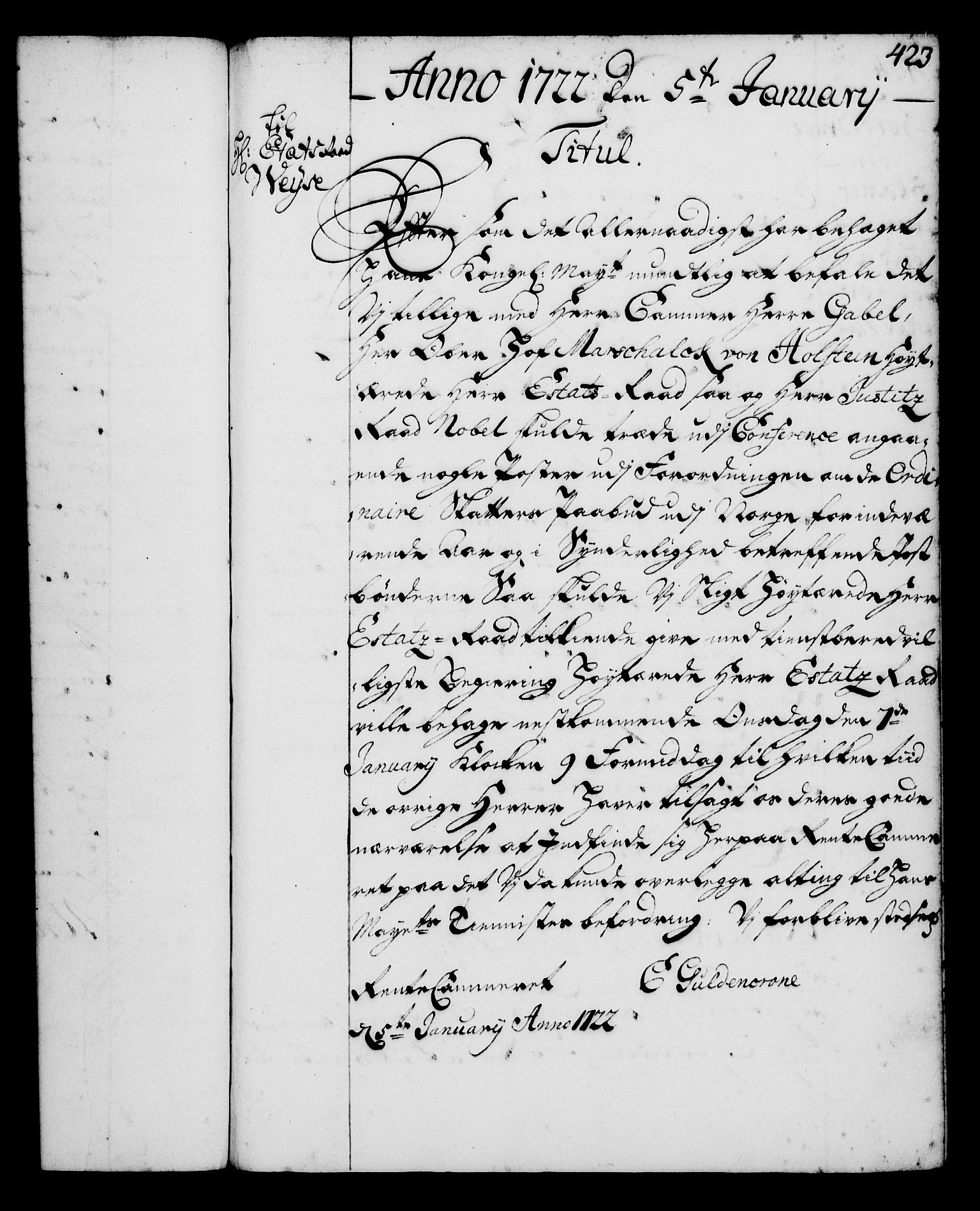 Rentekammeret, Kammerkanselliet, RA/EA-3111/G/Gg/Gga/L0001: Norsk ekspedisjonsprotokoll med register (merket RK 53.1), 1720-1723, p. 423