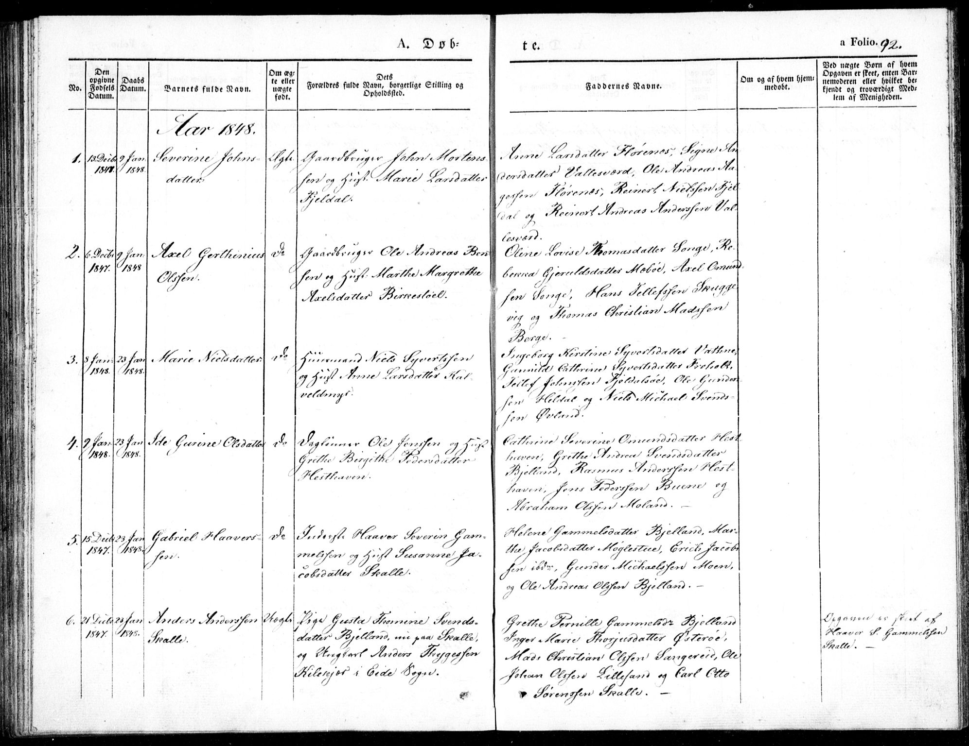 Vestre Moland sokneprestkontor, SAK/1111-0046/F/Fb/Fbb/L0002: Parish register (copy) no. B 2, 1836-1851, p. 92