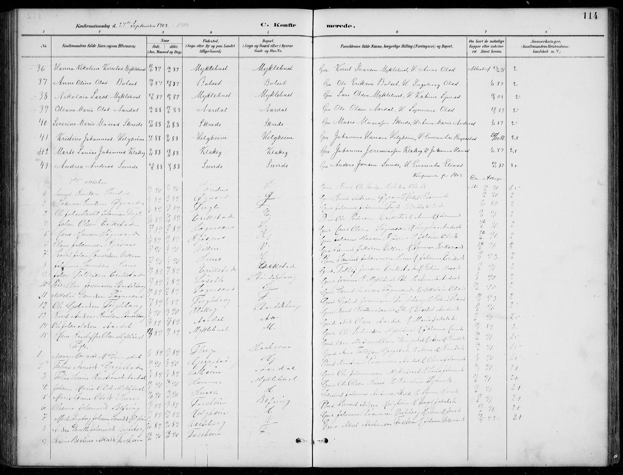 Jølster sokneprestembete, SAB/A-80701/H/Hab/Habb/L0002: Parish register (copy) no. B 2, 1887-1920, p. 114