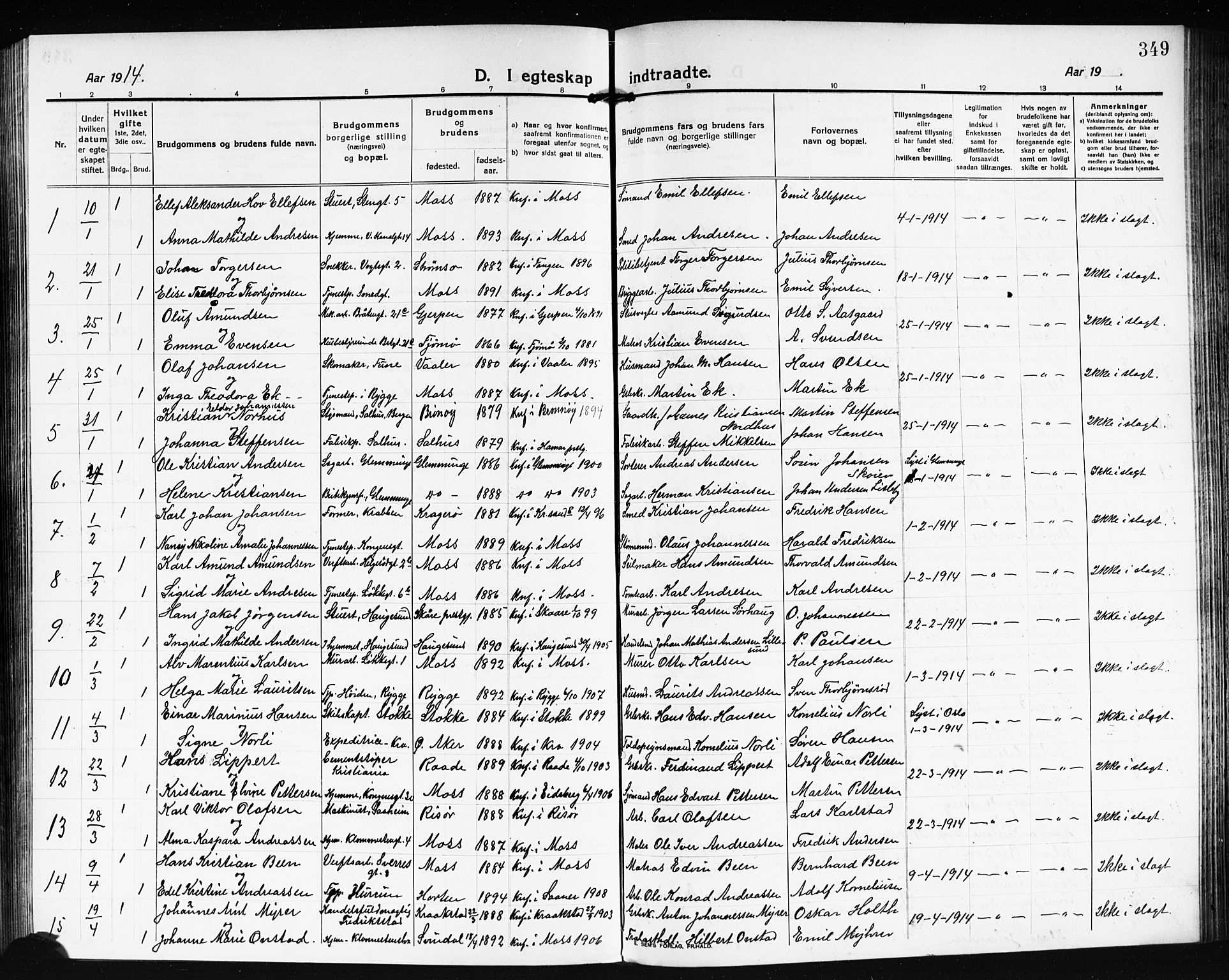 Moss prestekontor Kirkebøker, AV/SAO-A-2003/G/Ga/L0008: Parish register (copy) no. I 8, 1913-1923, p. 349