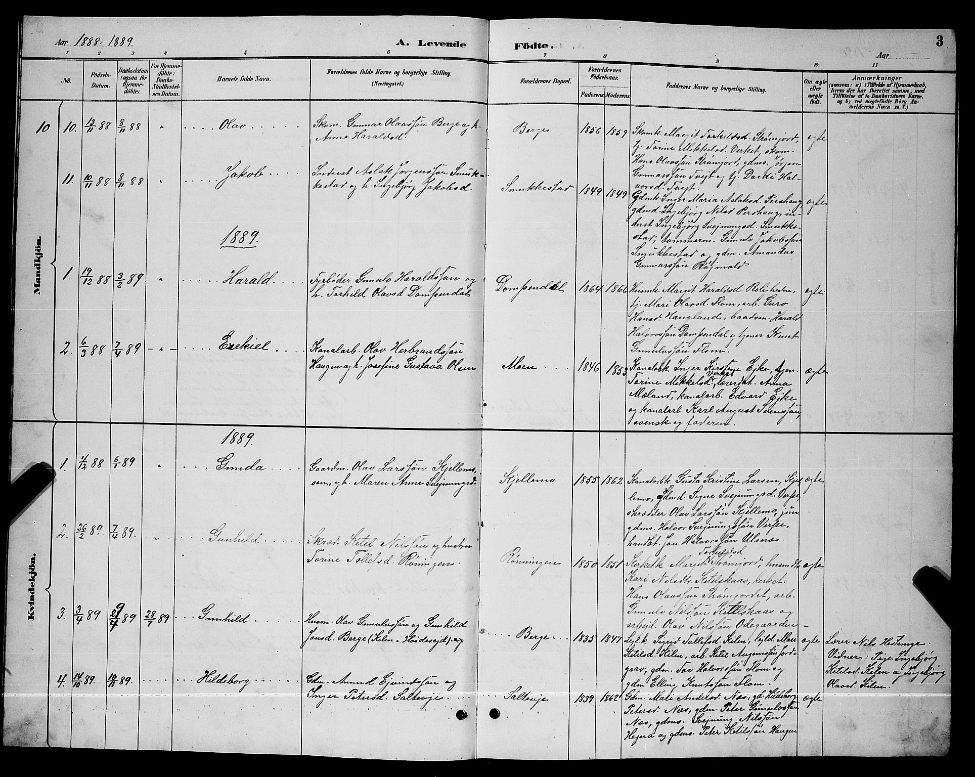 Lunde kirkebøker, SAKO/A-282/G/Gb/L0002: Parish register (copy) no. II 2, 1888-1895, p. 3
