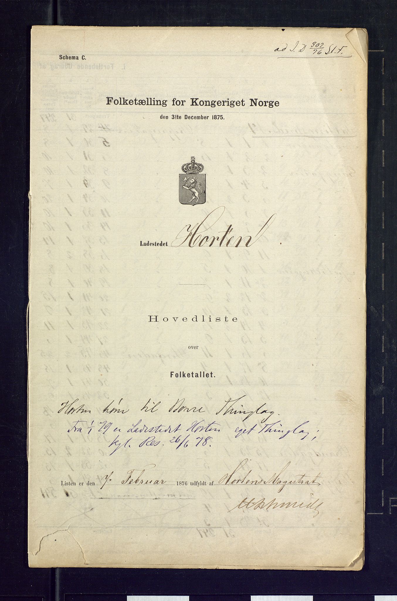 SAKO, 1875 census for 0703P Horten, 1875, p. 2