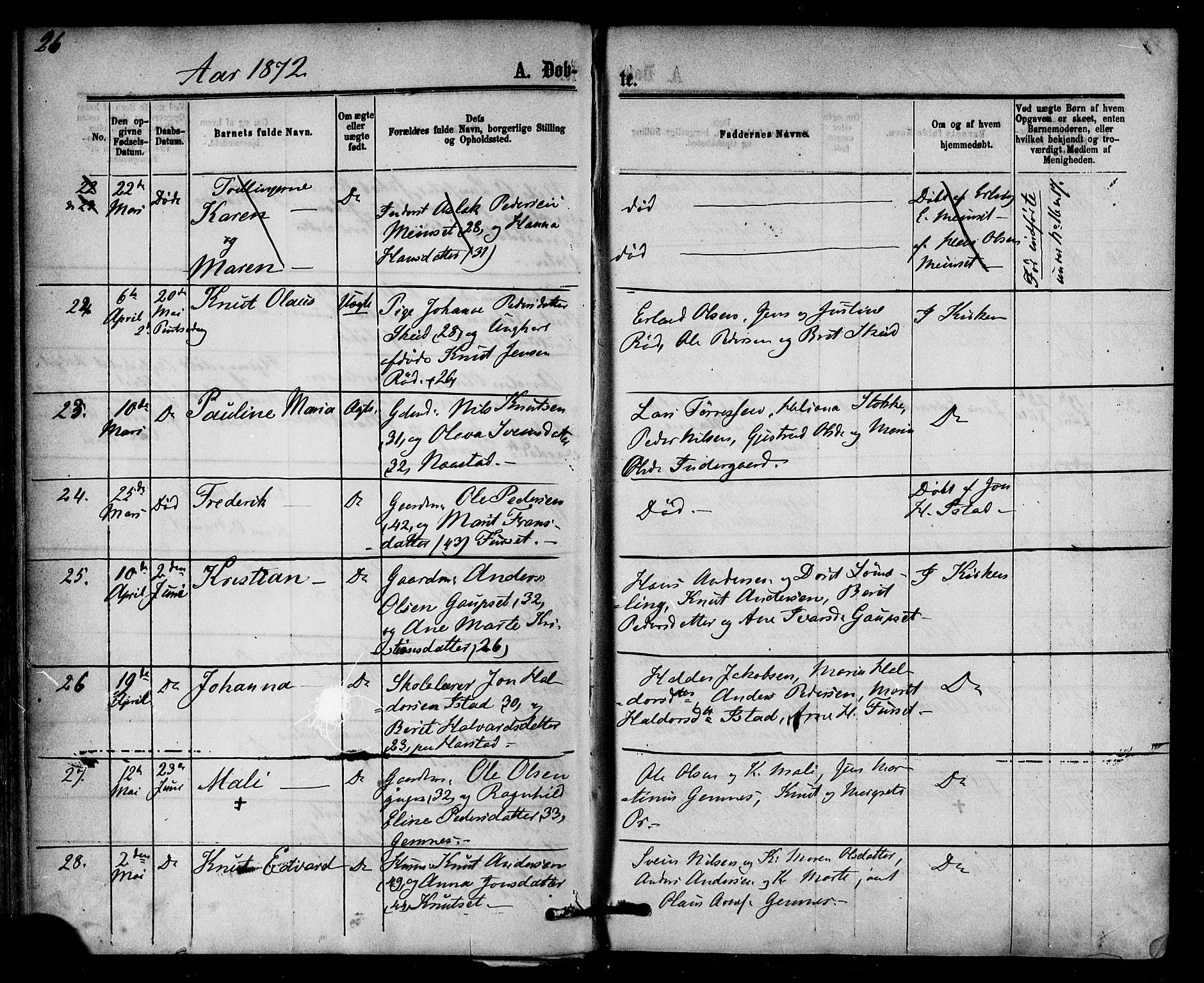 Ministerialprotokoller, klokkerbøker og fødselsregistre - Møre og Romsdal, AV/SAT-A-1454/584/L0966: Parish register (official) no. 584A06, 1869-1878, p. 26