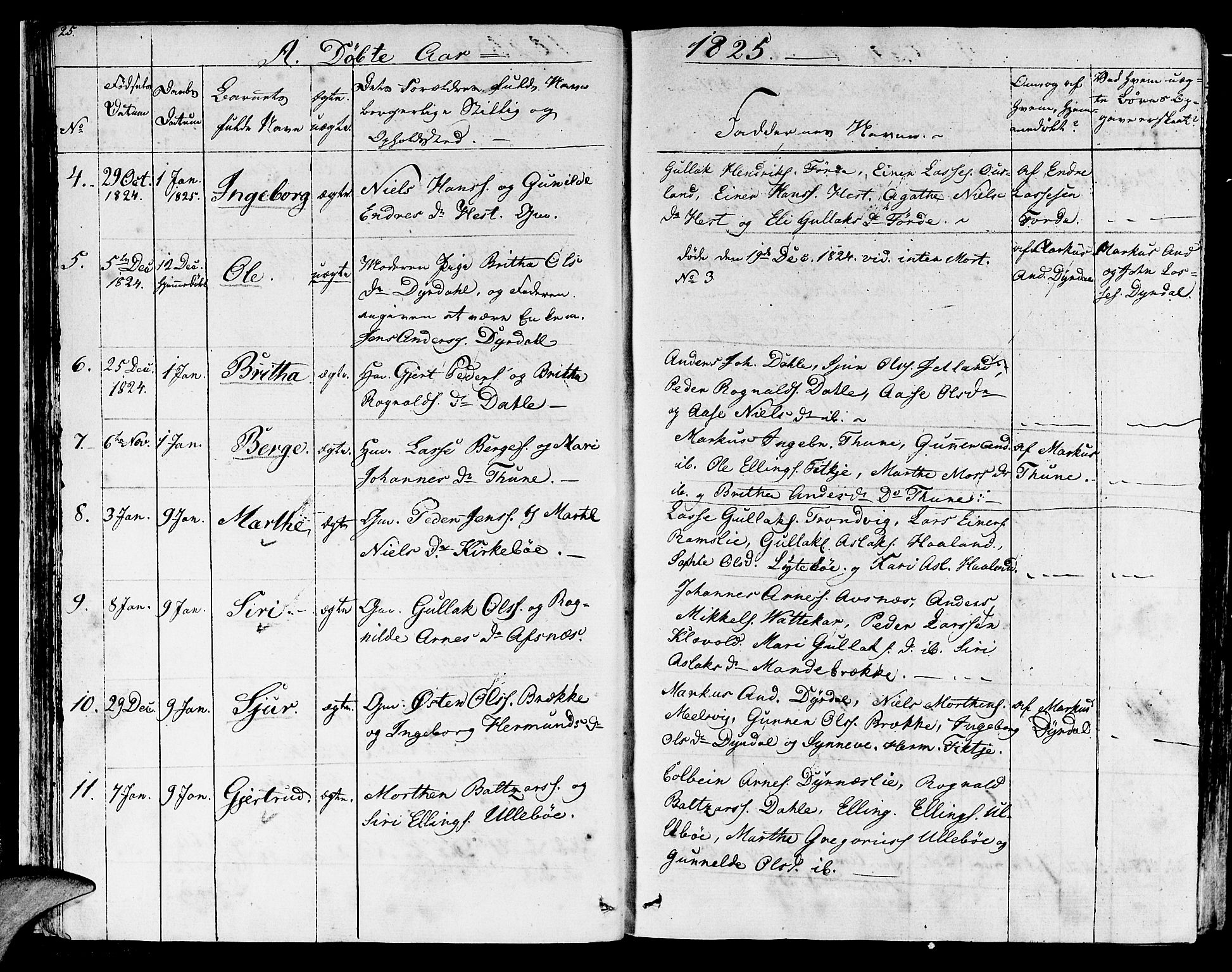 Lavik sokneprestembete, SAB/A-80901: Parish register (official) no. A 2I, 1821-1842, p. 25