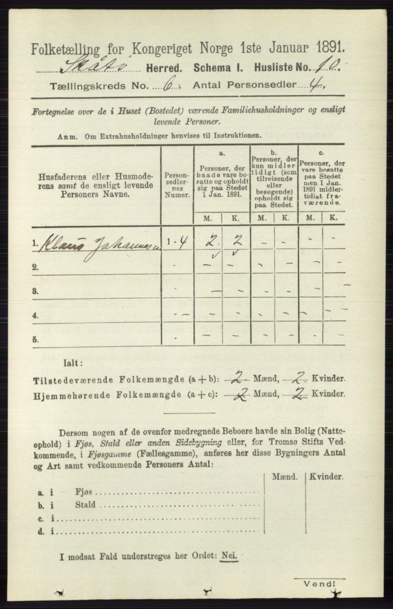 RA, 1891 census for 0815 Skåtøy, 1891, p. 2889