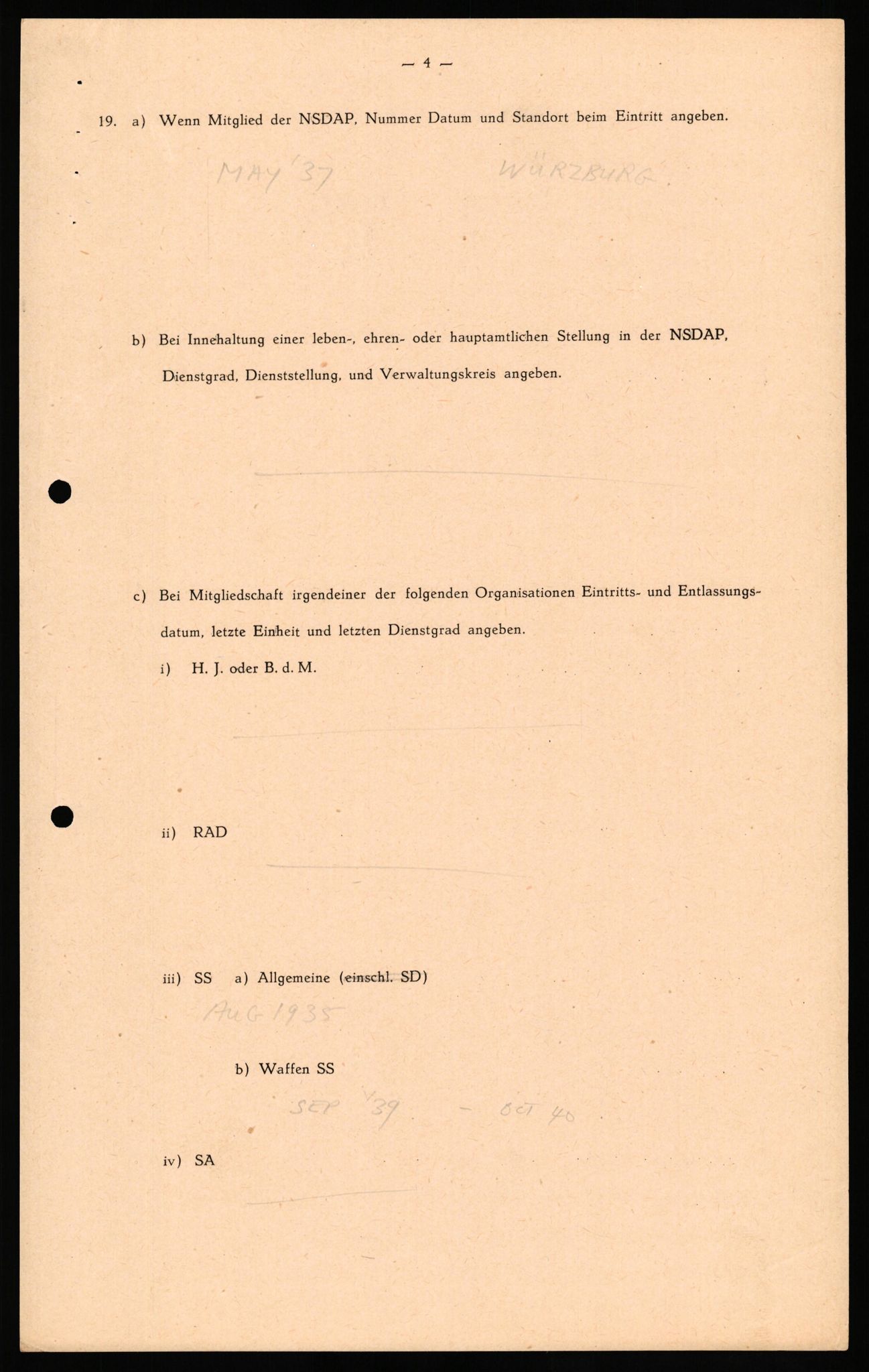 Forsvaret, Forsvarets overkommando II, AV/RA-RAFA-3915/D/Db/L0036: CI Questionaires. Tyske okkupasjonsstyrker i Norge. Tyskere., 1945-1946, p. 39