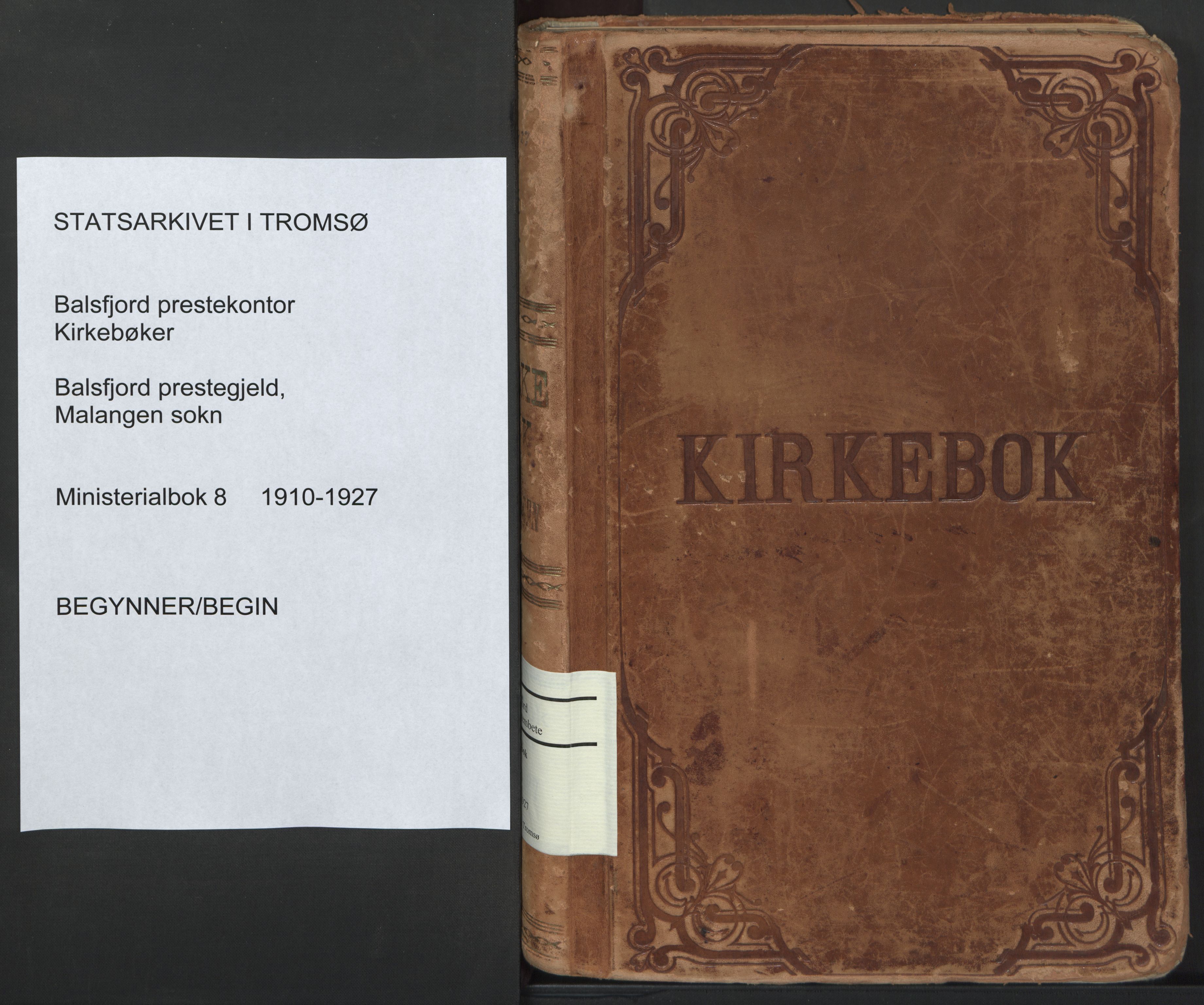 Balsfjord sokneprestembete, SATØ/S-1303/G/Ga/L0008kirke: Parish register (official) no. 8, 1910-1927