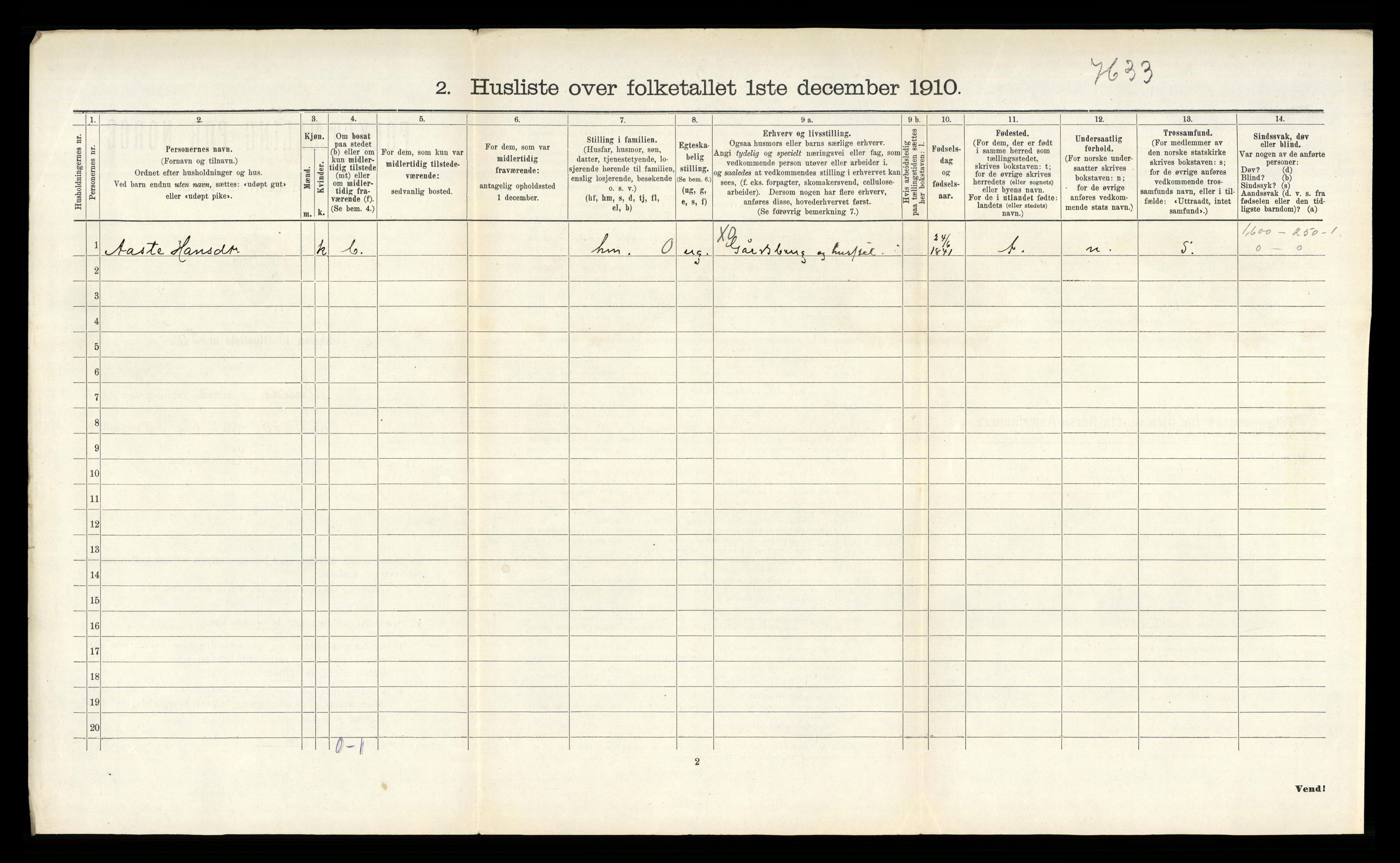 RA, 1910 census for Sauherad, 1910, p. 1014