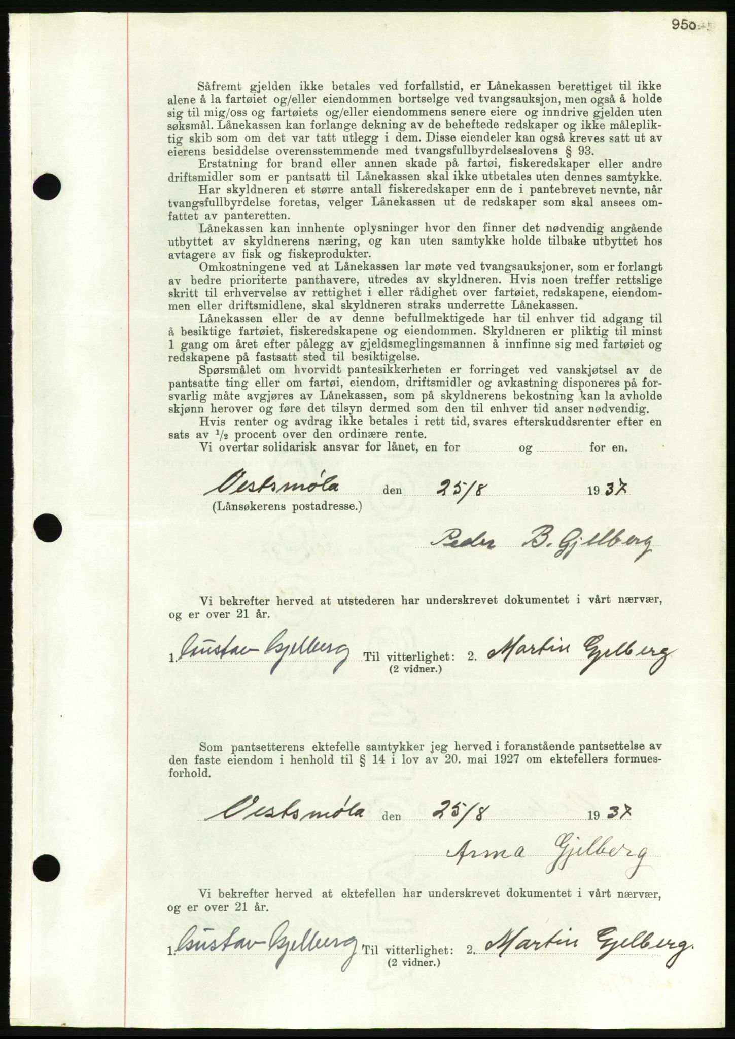 Nordmøre sorenskriveri, AV/SAT-A-4132/1/2/2Ca/L0091: Mortgage book no. B81, 1937-1937, Diary no: : 2258/1937