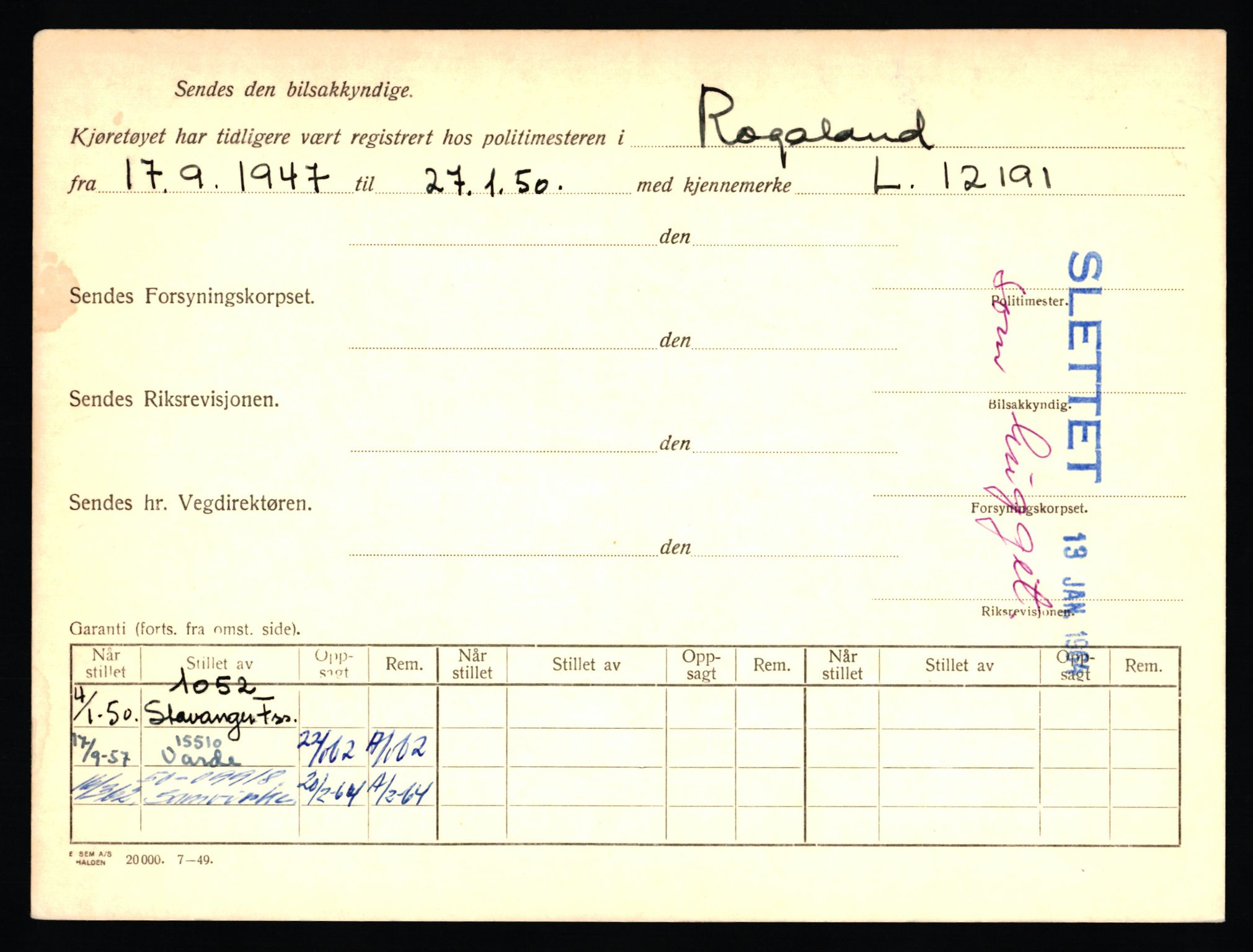 Stavanger trafikkstasjon, AV/SAST-A-101942/0/F/L0036: L-20000 - L-20499, 1930-1971, p. 1012