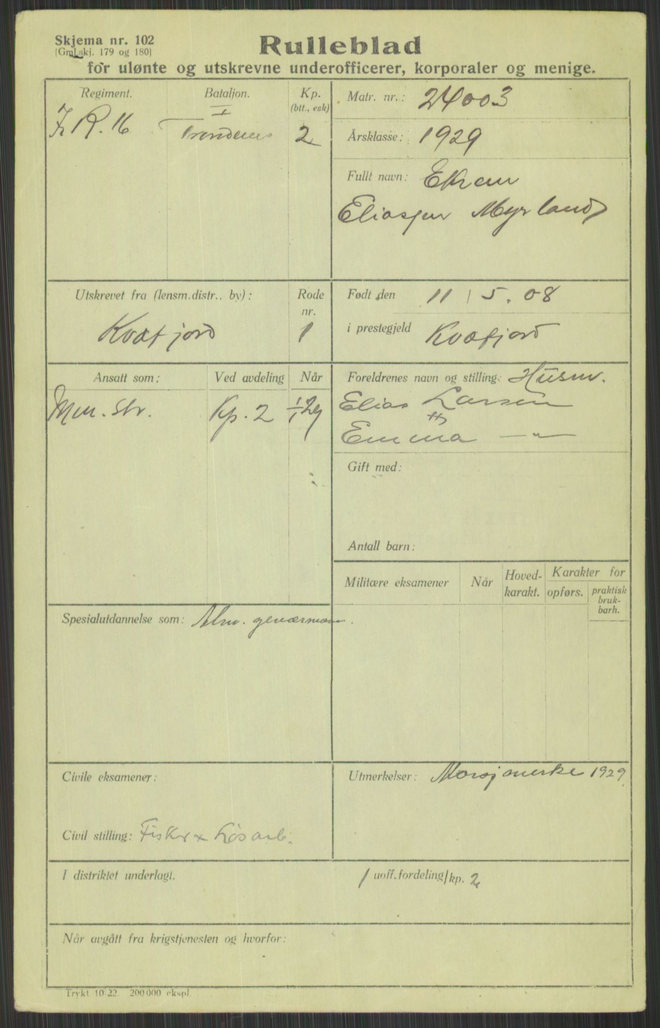 Forsvaret, Troms infanteriregiment nr. 16, AV/RA-RAFA-3146/P/Pa/L0013/0004: Rulleblad / Rulleblad for regimentets menige mannskaper, årsklasse 1929, 1929, p. 825