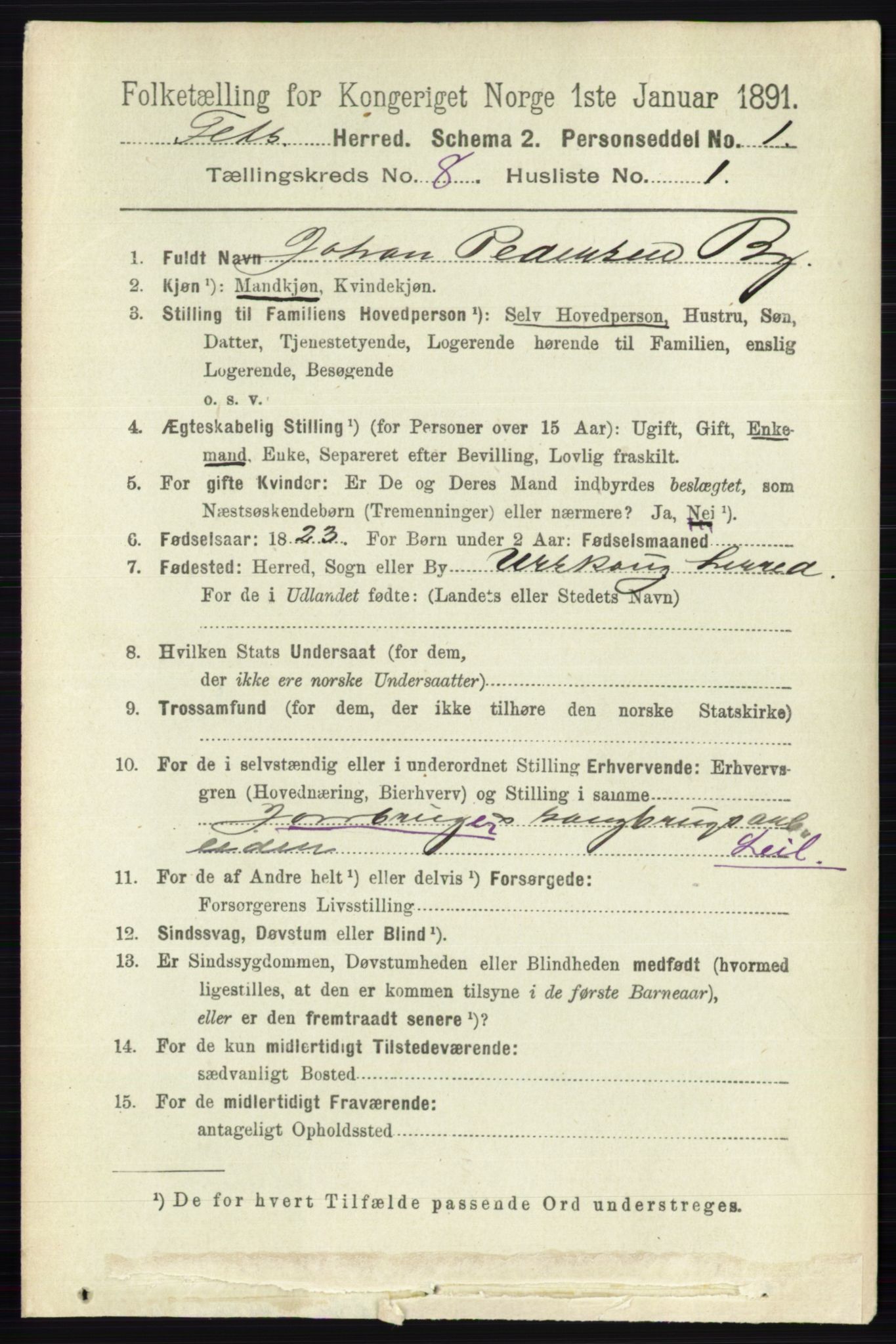 RA, 1891 census for 0227 Fet, 1891, p. 3044