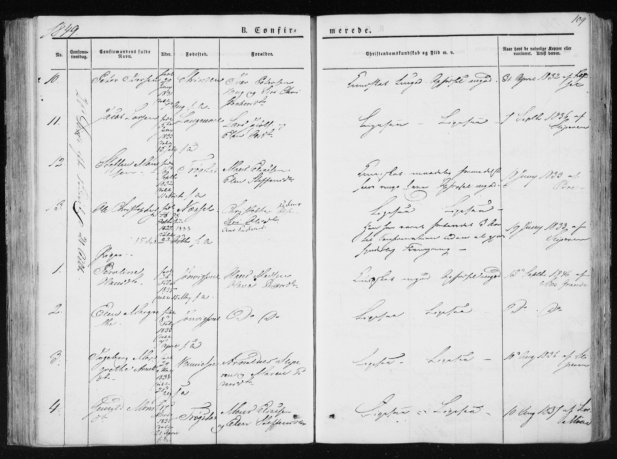 Ministerialprotokoller, klokkerbøker og fødselsregistre - Nord-Trøndelag, AV/SAT-A-1458/733/L0323: Parish register (official) no. 733A02, 1843-1870, p. 109