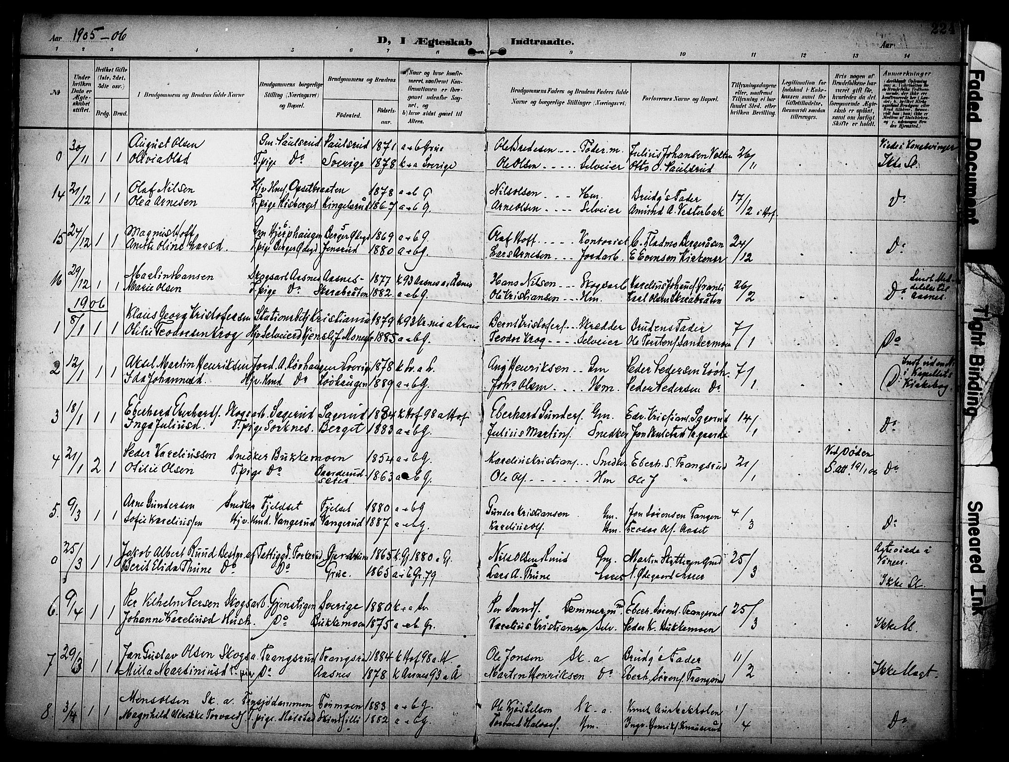 Grue prestekontor, SAH/PREST-036/H/Ha/Haa/L0013: Parish register (official) no. 13, 1898-1910, p. 224