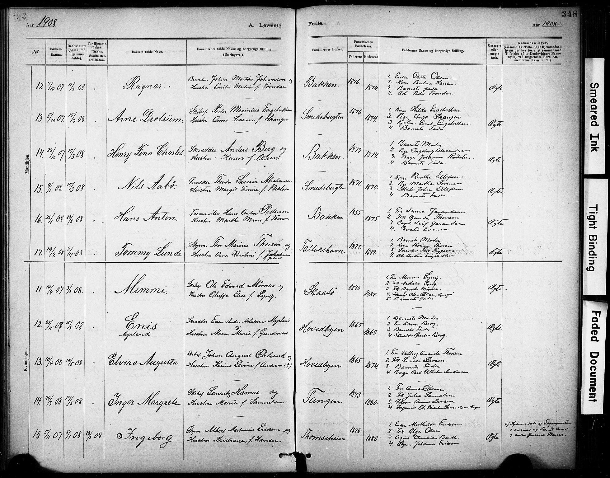 Kragerø kirkebøker, SAKO/A-278/G/Ga/L0007: Parish register (copy) no. 7, 1881-1927, p. 348