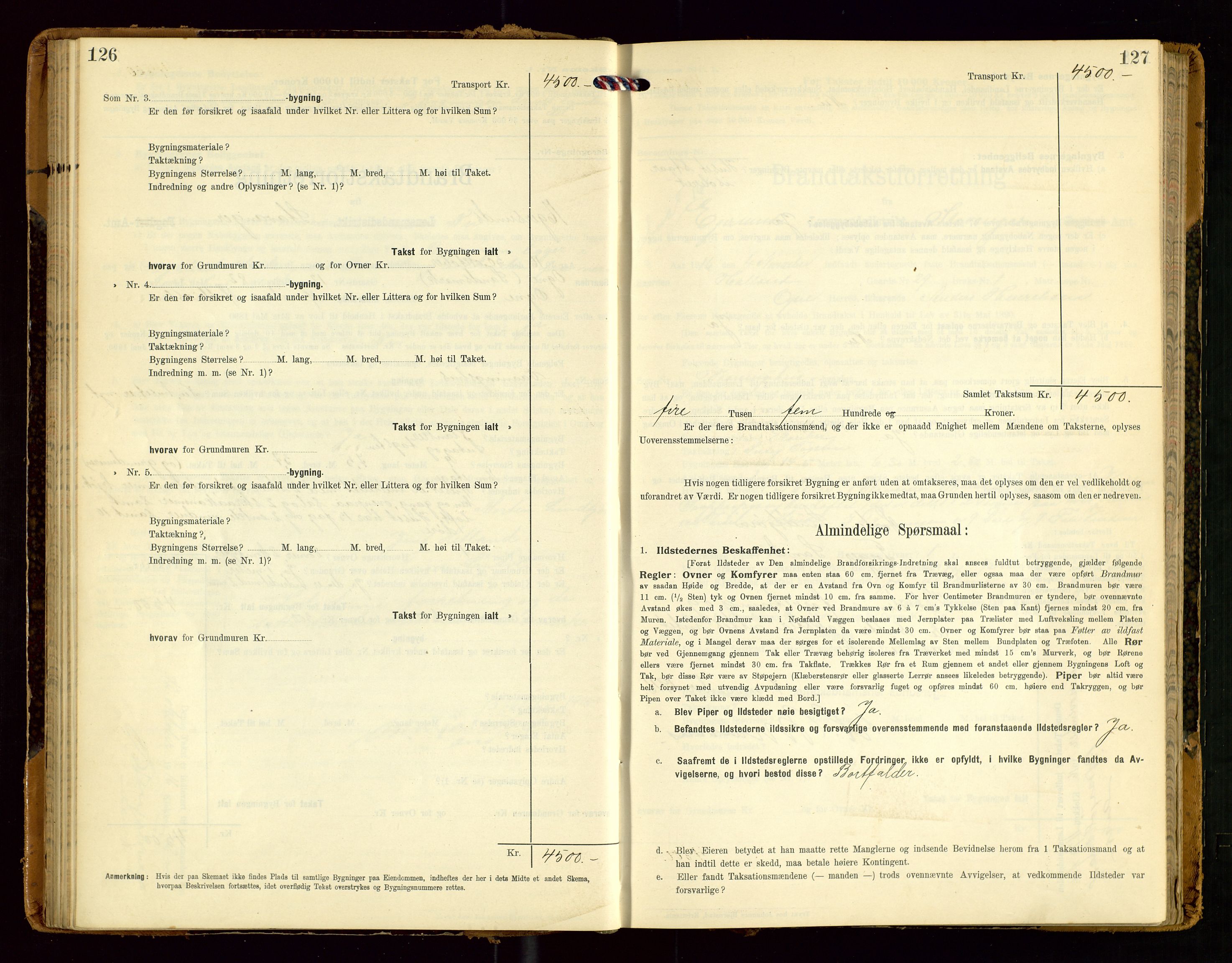 Eigersund lensmannskontor, SAST/A-100171/Gob/L0002: "Brandtakstprotokol", 1910-1916, p. 126-127