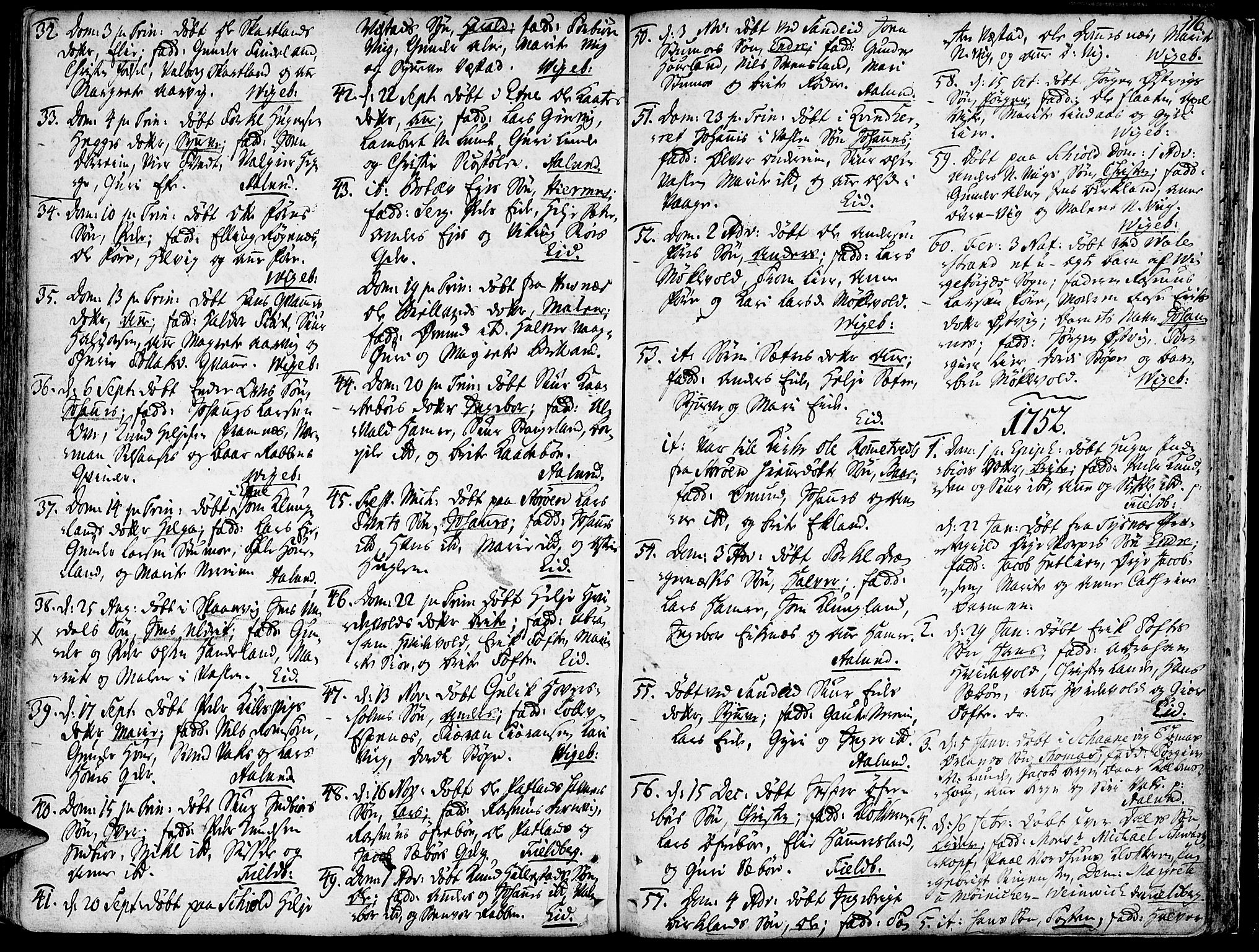 Fjelberg sokneprestembete, AV/SAB-A-75201/H/Haa: Parish register (official) no. A 1, 1739-1759, p. 116