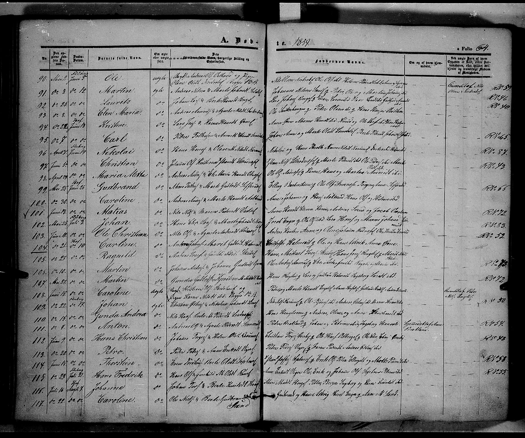 Land prestekontor, SAH/PREST-120/H/Ha/Haa/L0009: Parish register (official) no. 9, 1847-1859, p. 64