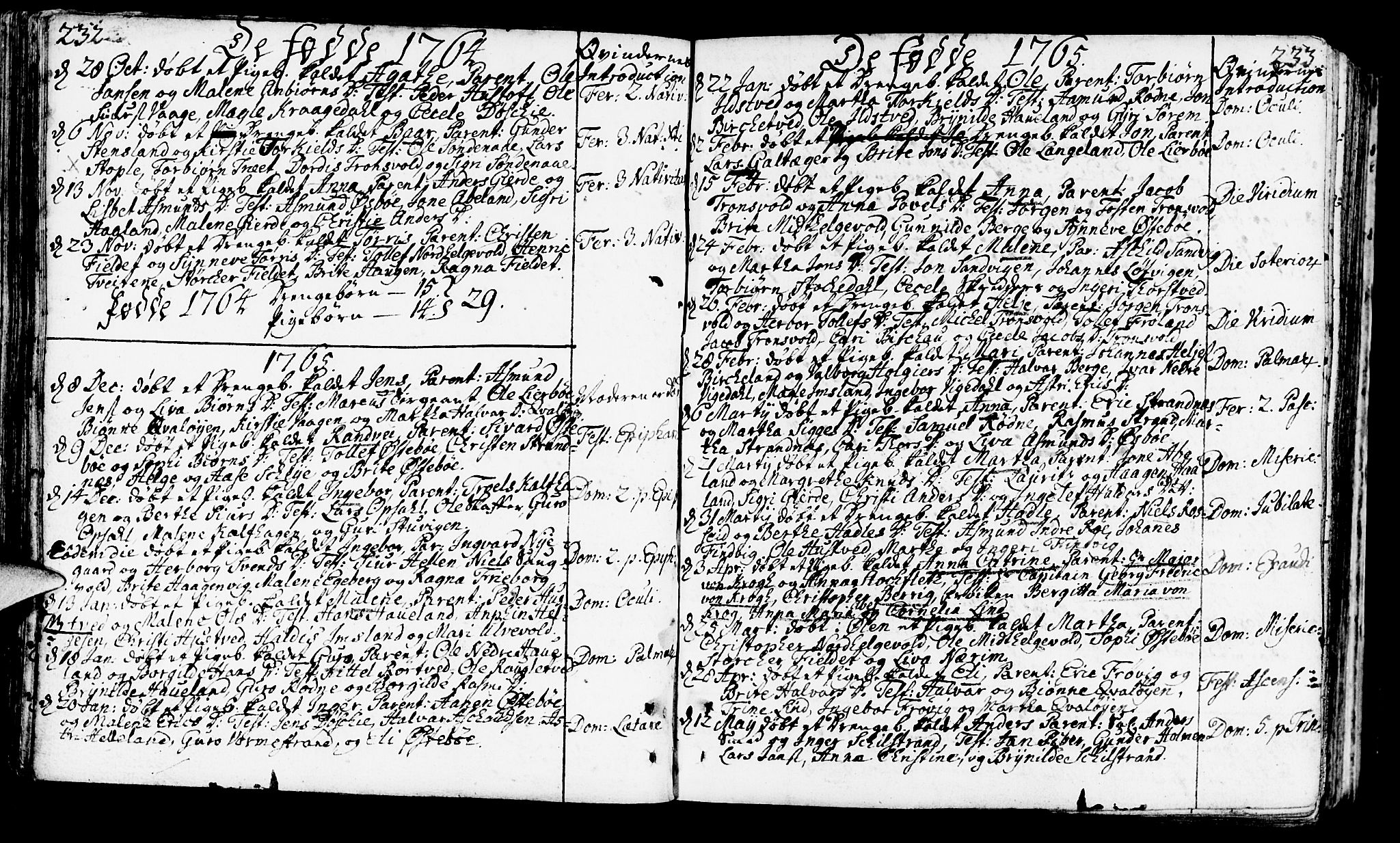 Vikedal sokneprestkontor, AV/SAST-A-101840/01/IV: Parish register (official) no. A 1, 1737-1778, p. 232-233