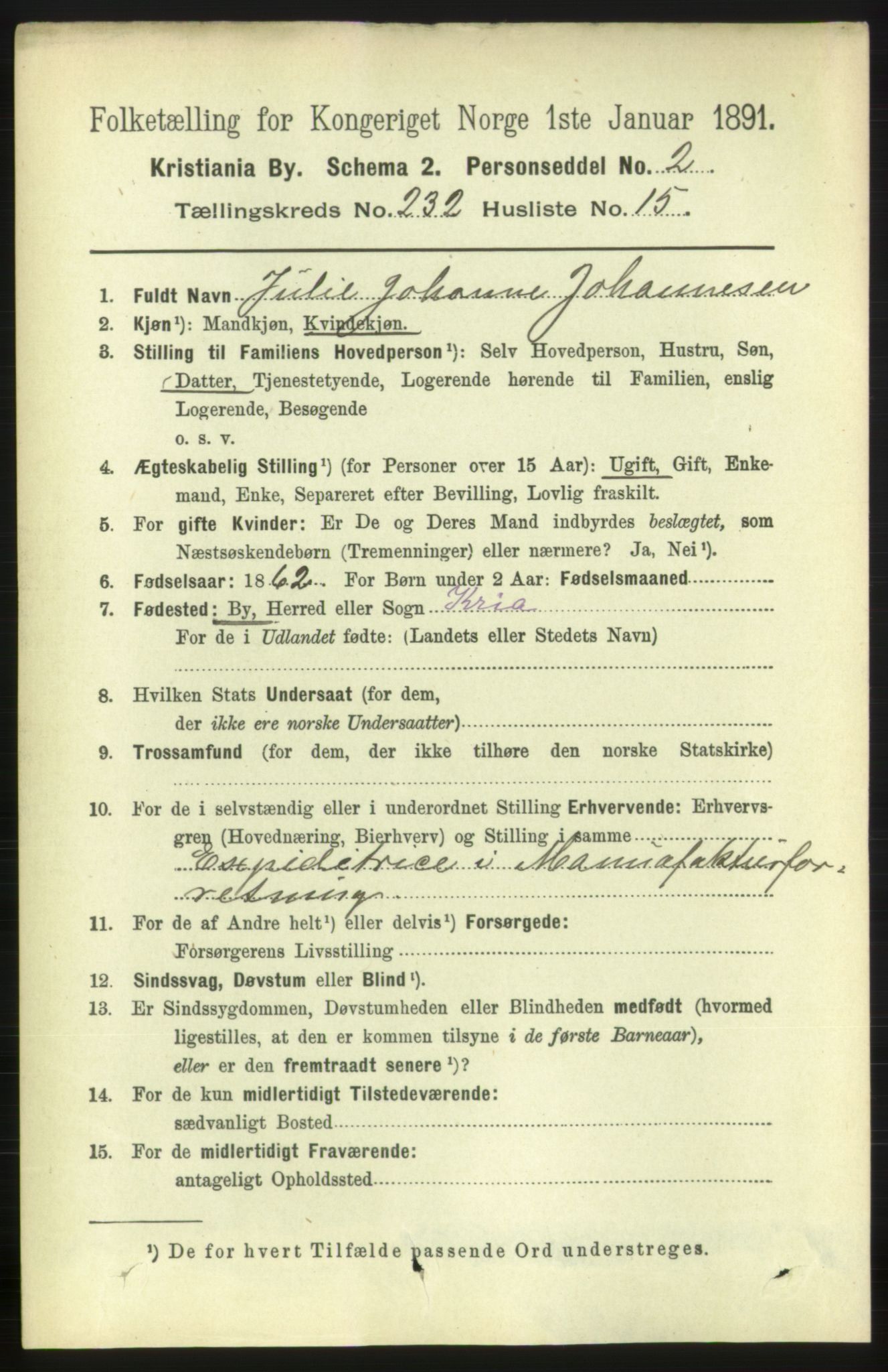 RA, 1891 census for 0301 Kristiania, 1891, p. 143030