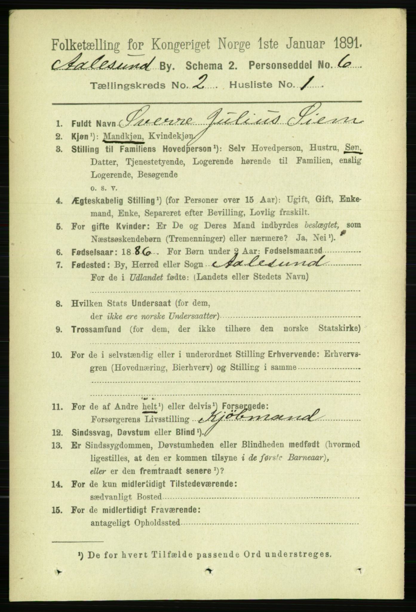 RA, 1891 census for 1501 Ålesund, 1891, p. 1728