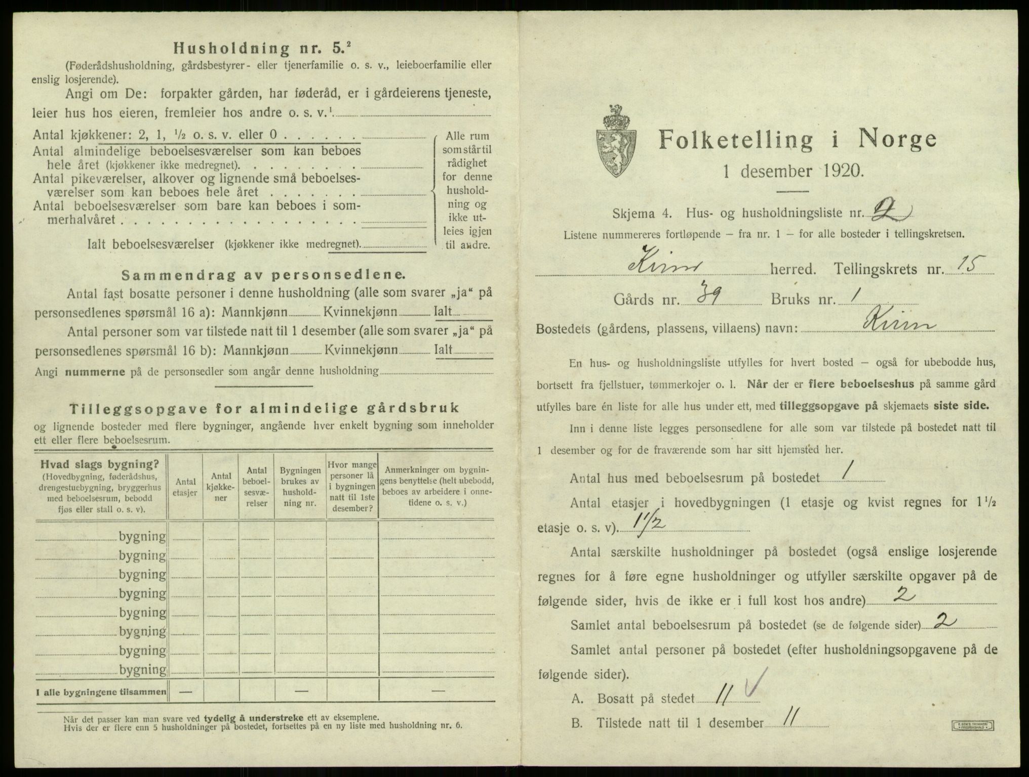 SAB, 1920 census for Kinn, 1920, p. 656