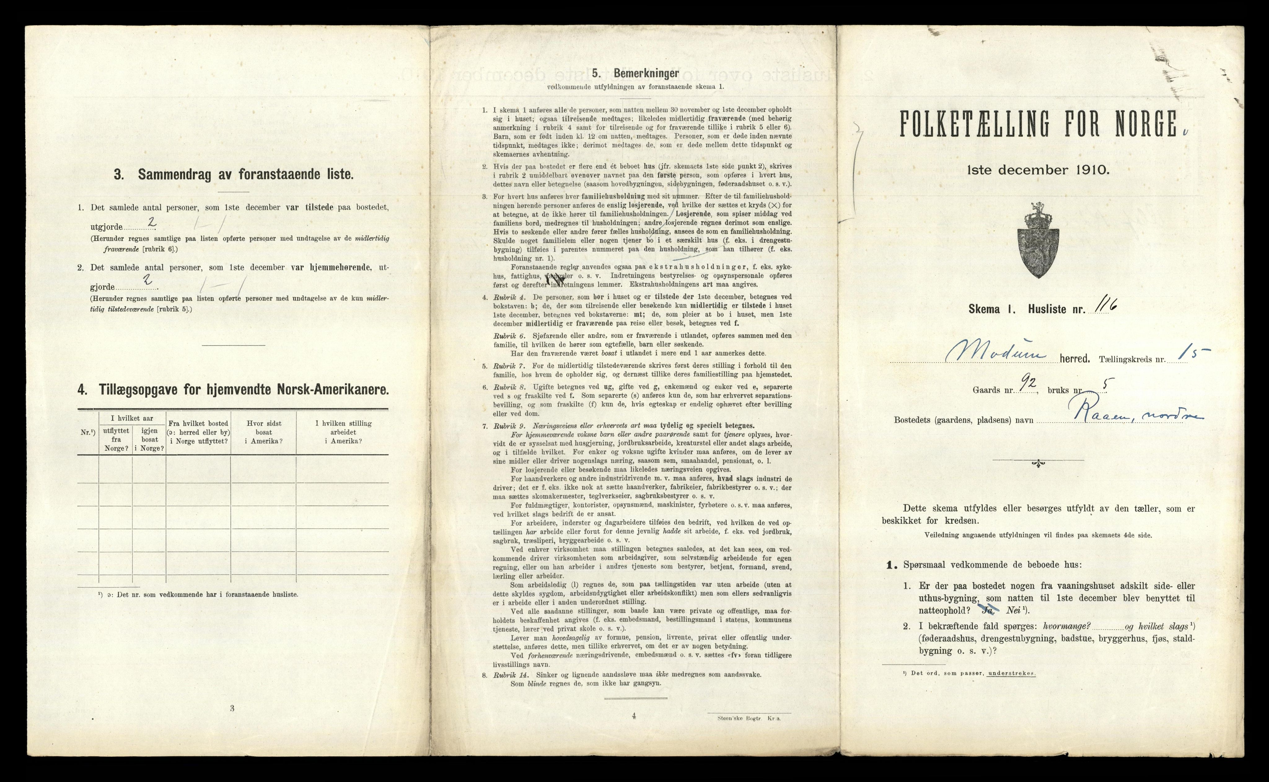 RA, 1910 census for Modum, 1910, p. 2706