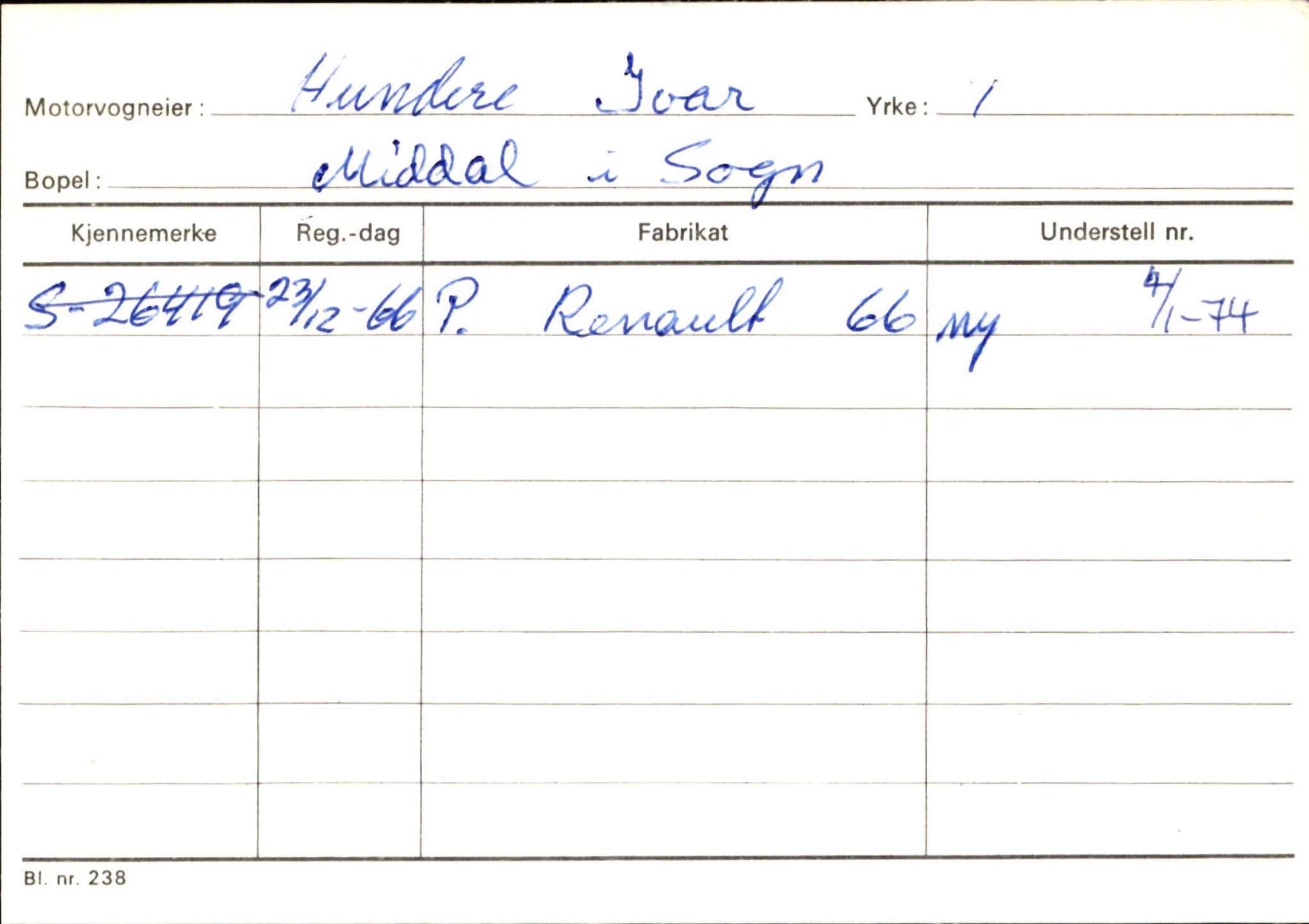 Statens vegvesen, Sogn og Fjordane vegkontor, AV/SAB-A-5301/4/F/L0124: Eigarregister Sogndal A-U, 1945-1975, p. 1089