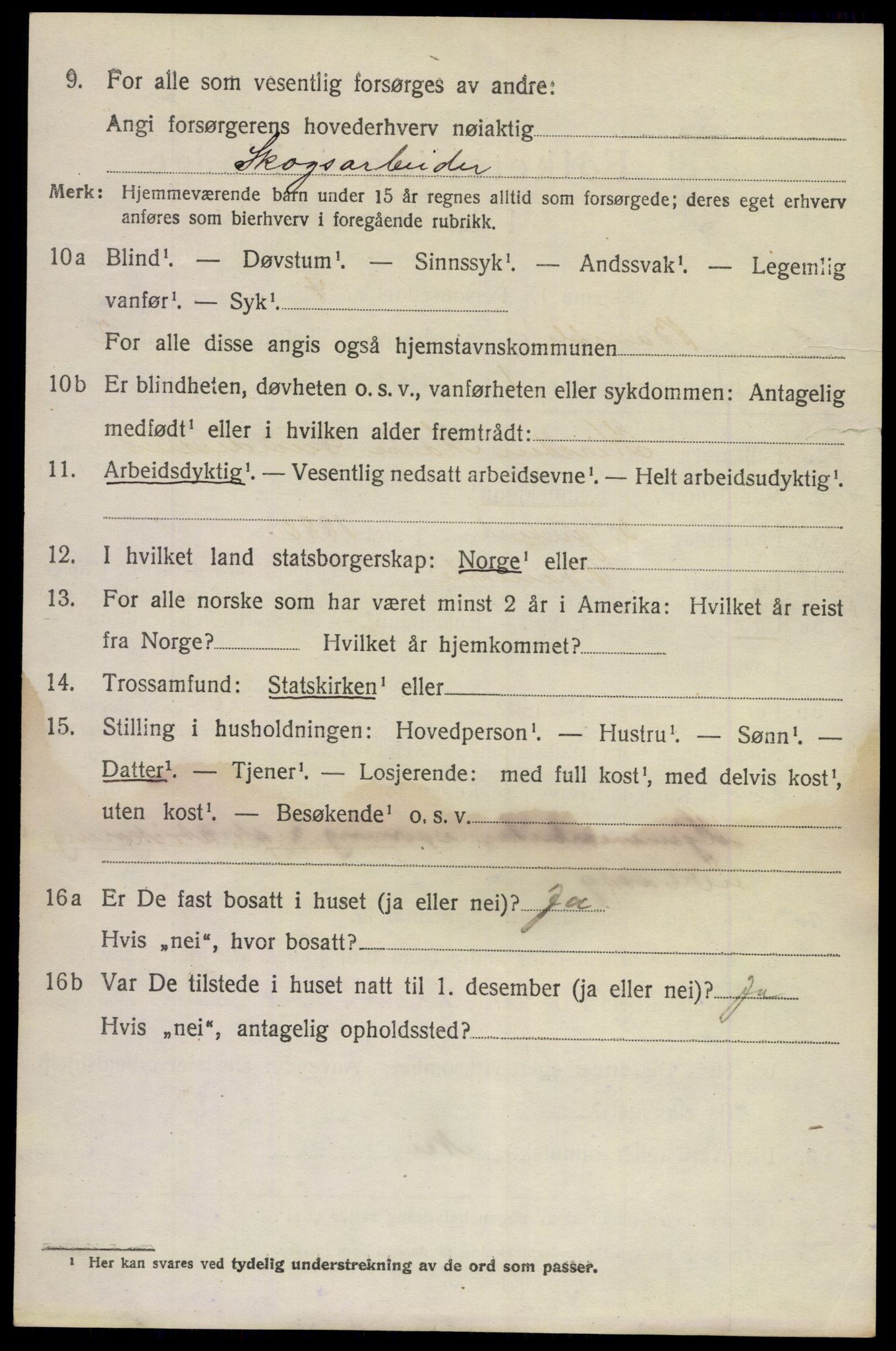 SAKO, 1920 census for Bamble, 1920, p. 2852