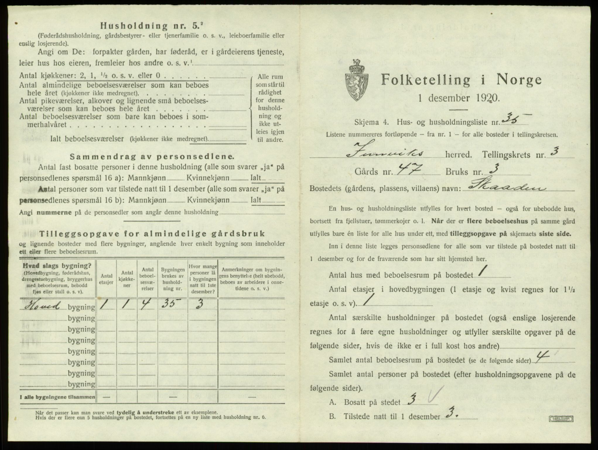 SAB, 1920 census for Innvik, 1920, p. 221