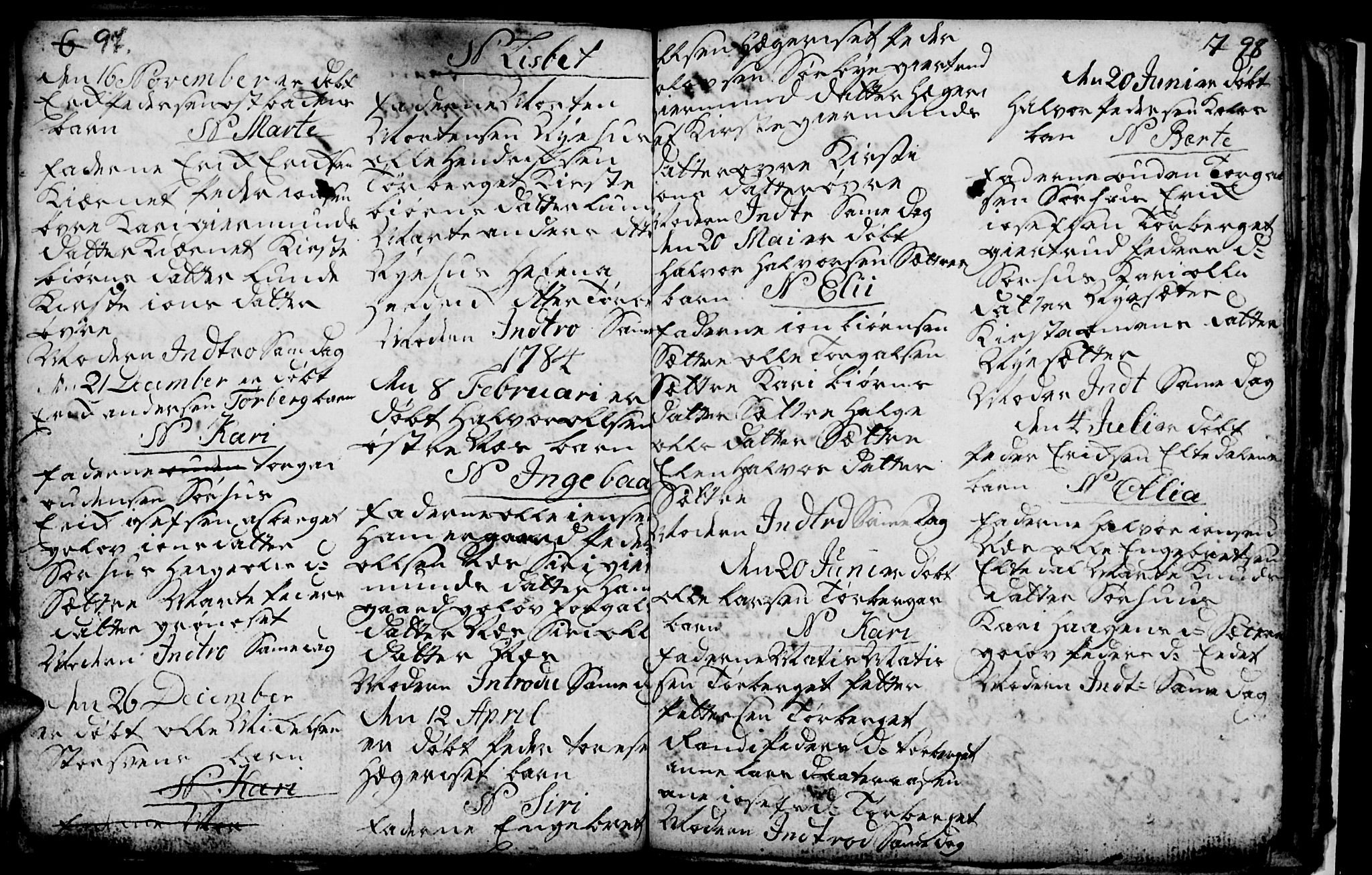 Trysil prestekontor, SAH/PREST-046/H/Ha/Hab/L0001: Parish register (copy) no. 1, 1781-1799, p. 97-98
