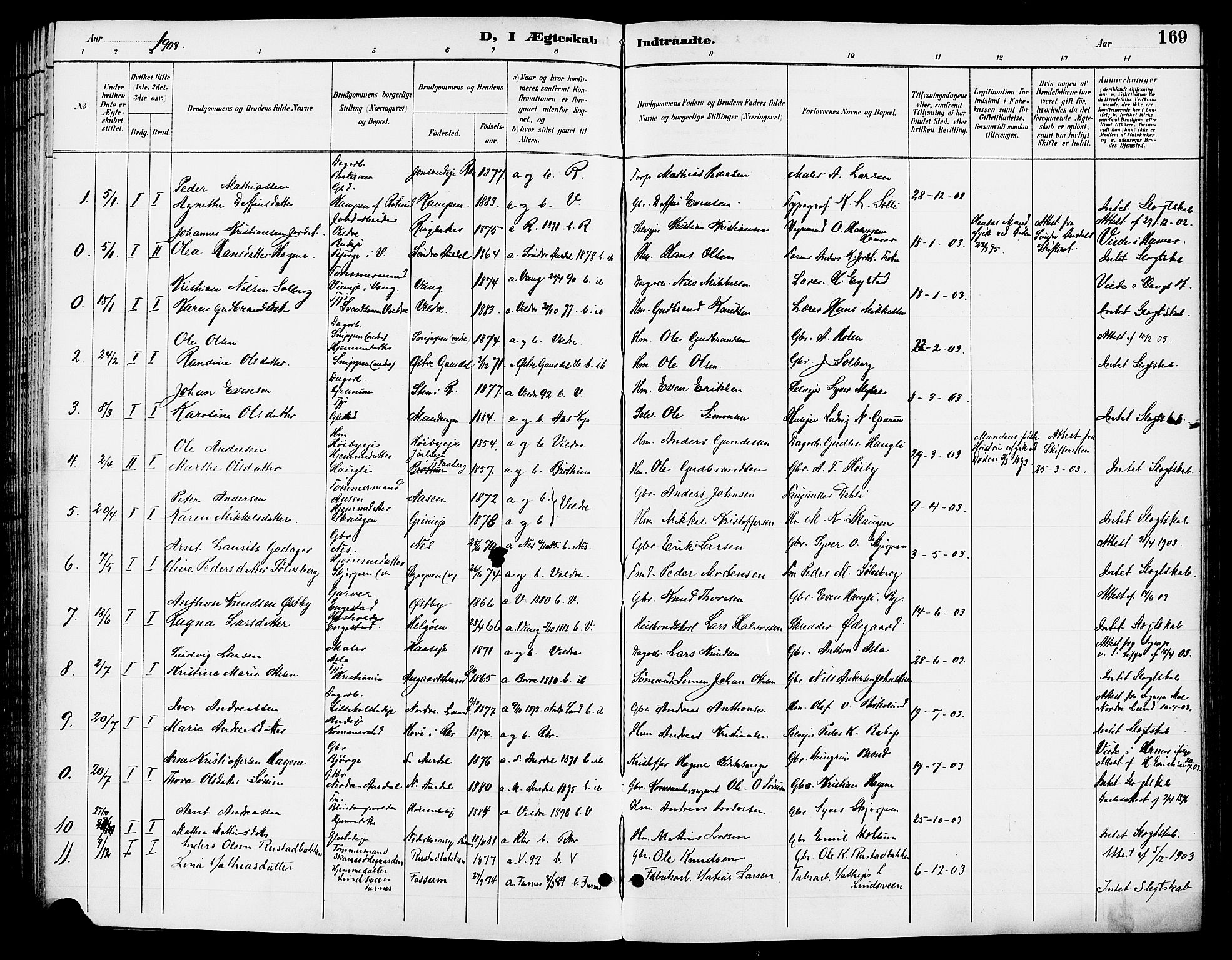 Ringsaker prestekontor, AV/SAH-PREST-014/L/La/L0014: Parish register (copy) no. 14, 1891-1904, p. 169